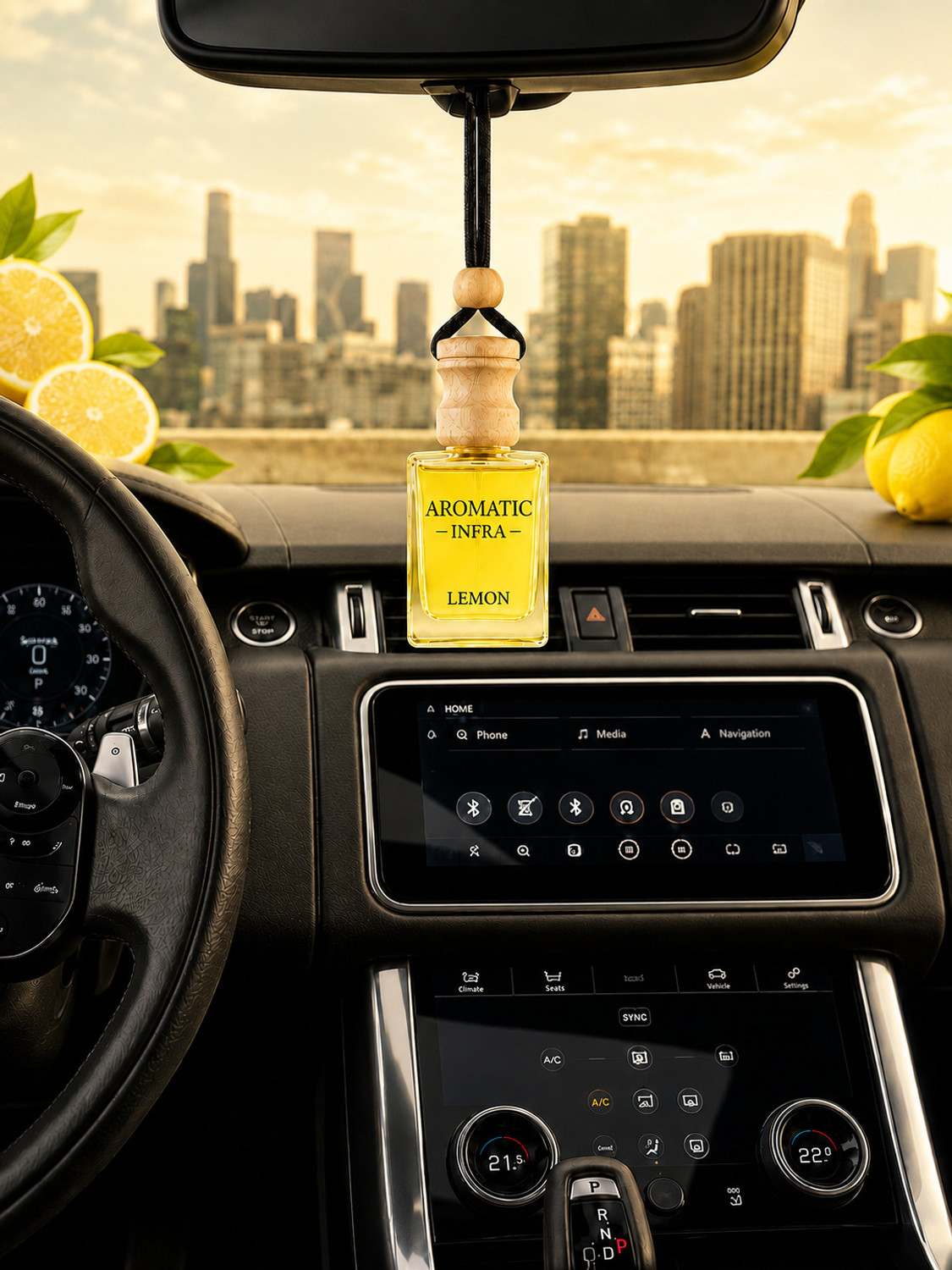 Image of aromatic infra lemon Car Freshener Diffuser lemon hanging car diffuser