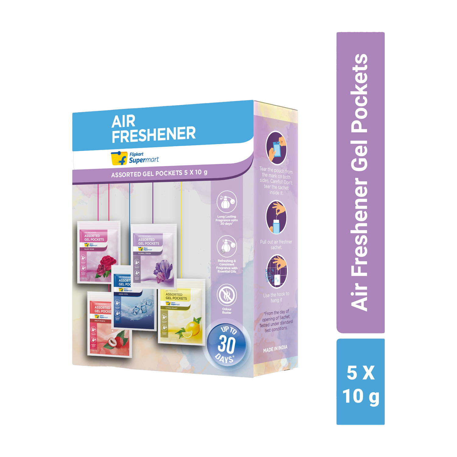 Image of Flipkart Supermart Fruity, Rose, Floral, Citrus, Aqua Blocks Zip Air Freshner