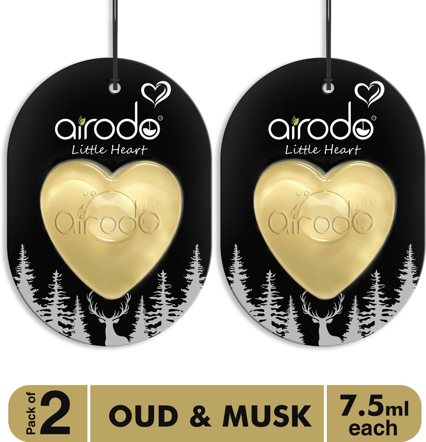 AIRODO Oud & Musk Car Freshener Diffuser Little Heart Car Hanging Air Freshener | Lasts 30 Days | Car Accessories