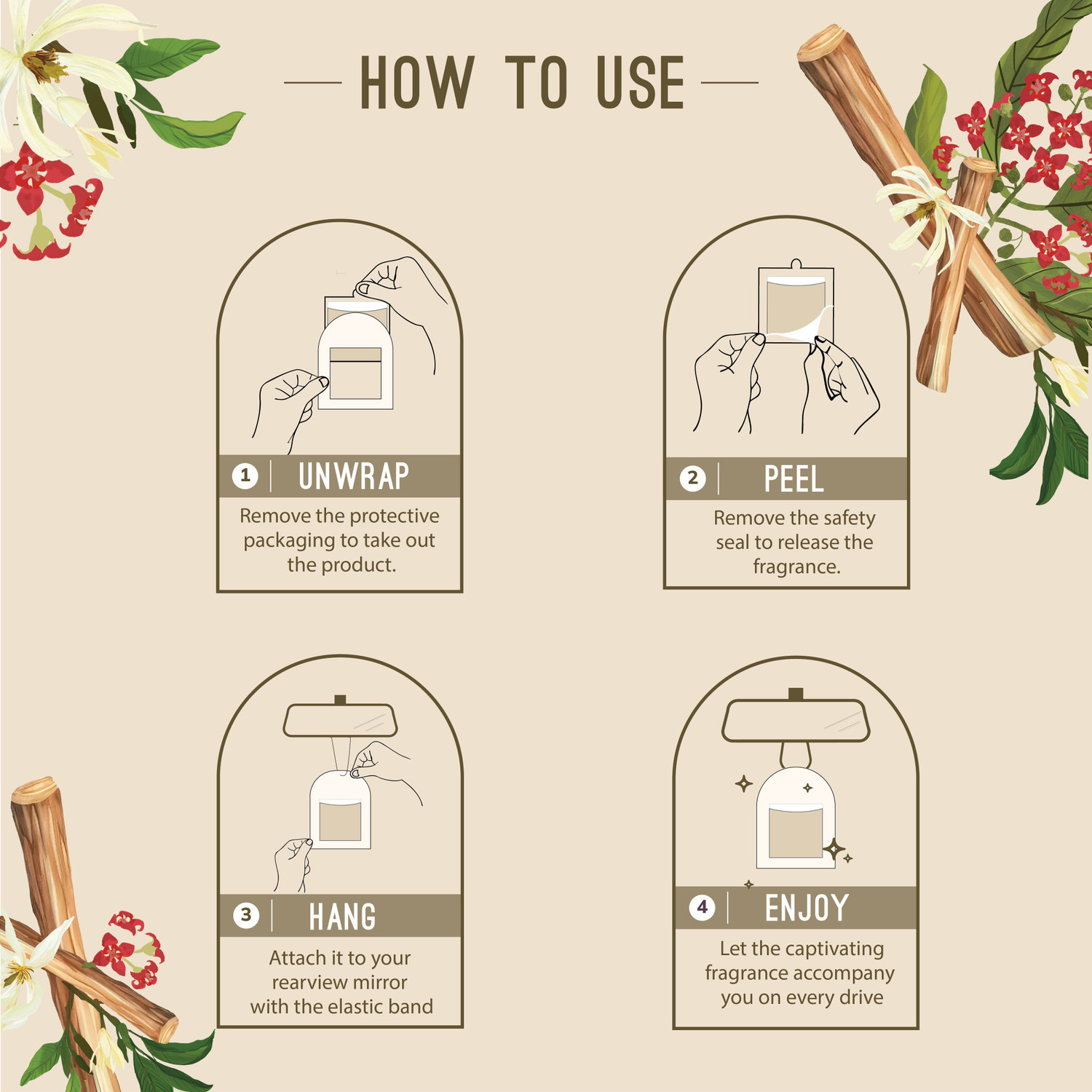 Image of Aromahpure Sandalwood Car Freshener Diffuser Gel Wink Hanging Perfume|Pack of 3| Long-Lasting Up to 30 Days