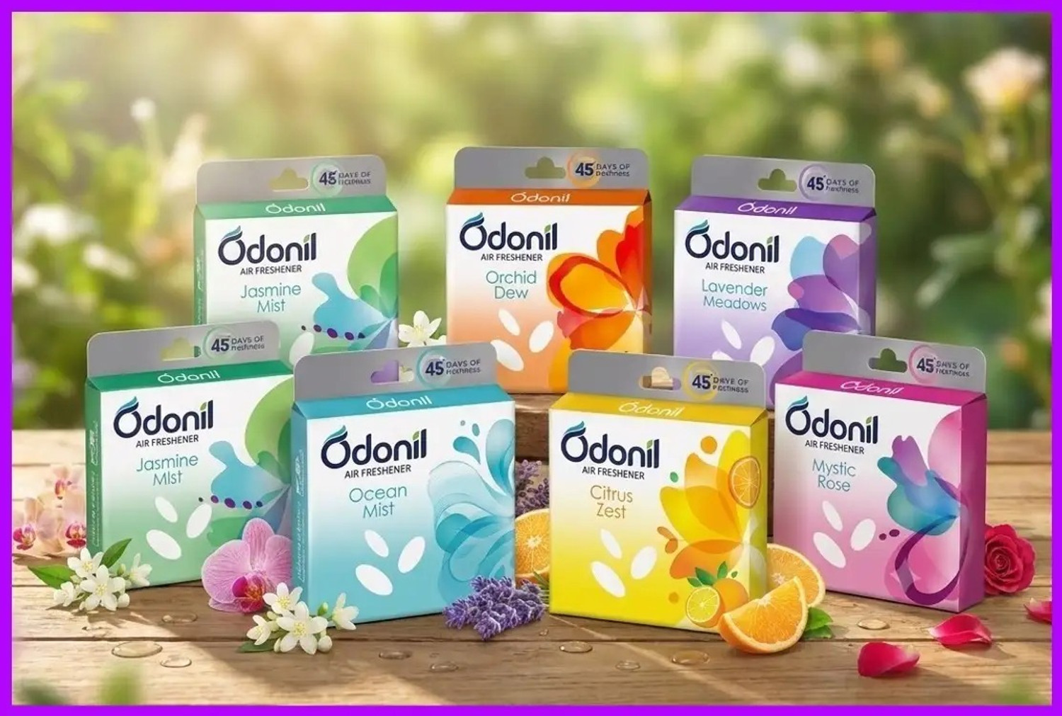 Image of Odonil Lavender meadows, Long Lasting Odour, Assorted Blocks Blocks Air Freshener for Home Decor & Daily Use | 250ml