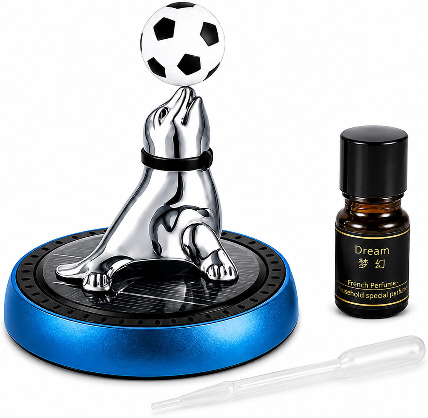 Image of evaaenterprises Fresh Aroma Oil, Diffuser Car Air aroma freshener with essential oil (solar powered rotational freshener)