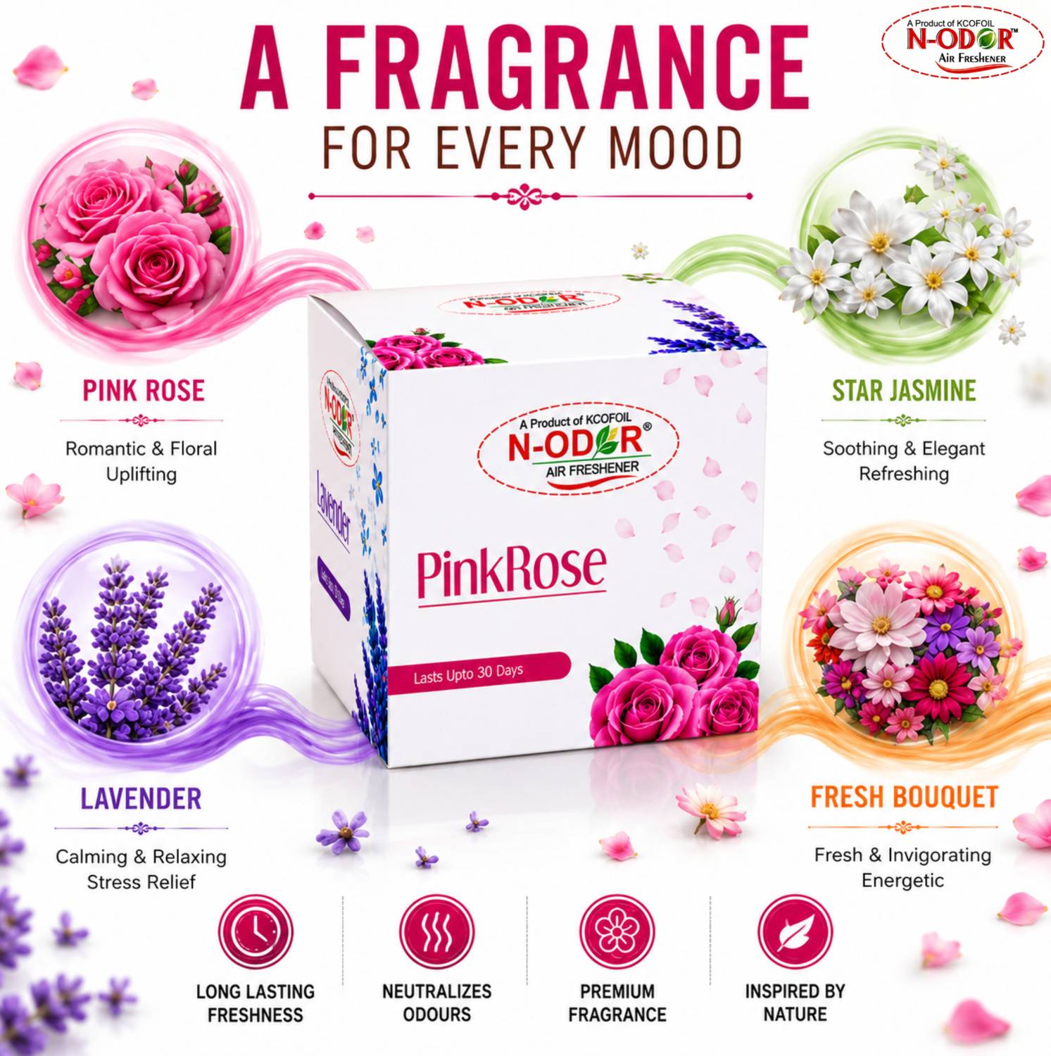 N-ODOR Rose Blocks Air Freshener Lavender, Jasmine & Rose Aroma D... more