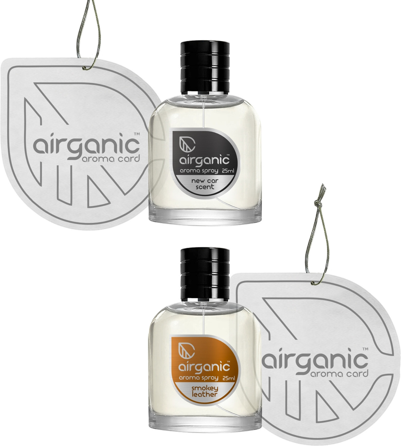 Image of Airganic New Car Scent & Smokey Leather Car Freshener Spray Aroma Fine Spray Combo - Fine Spray -