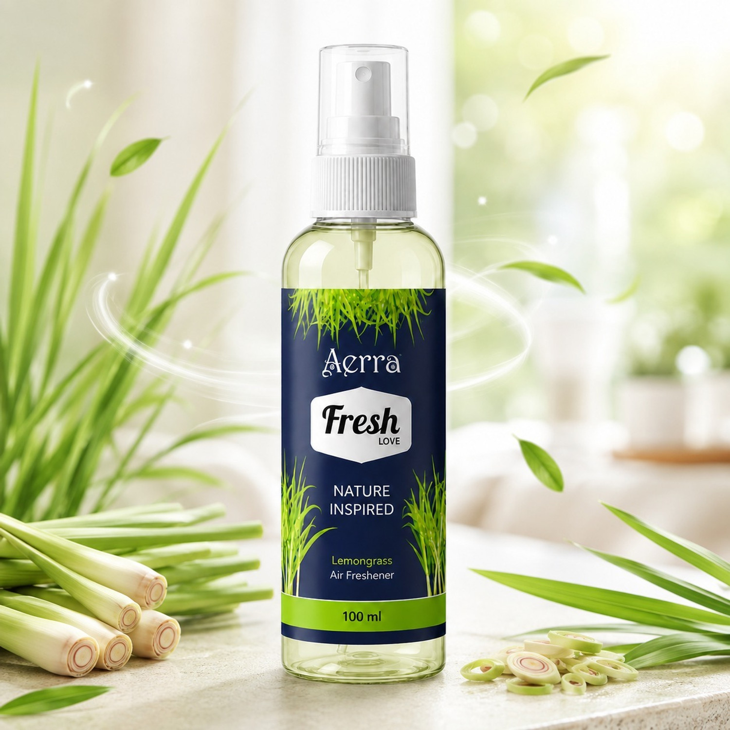 Image of Aerra Lemongrass Car Freshener Spray Air Freshener Spray 100ml | Long Lasting Freshener & Odor Eliminator for Car | Water Based Non Toxic Formula | 3000+ Sprays