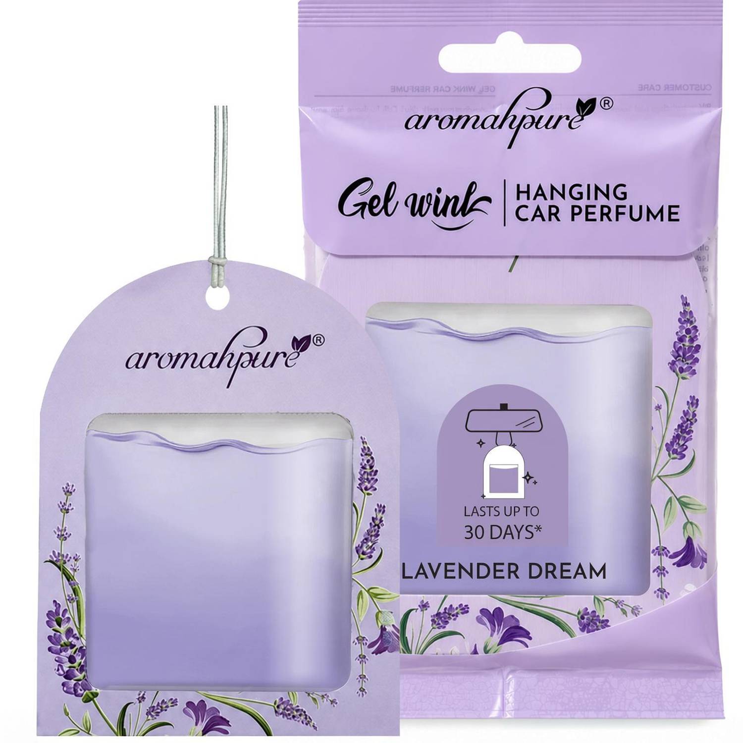 Aromahpure Lavender Car Freshener Diffuser Gel Wink Hanging Perfume|Pack of 1| Long-Lasting Up to 30 Days