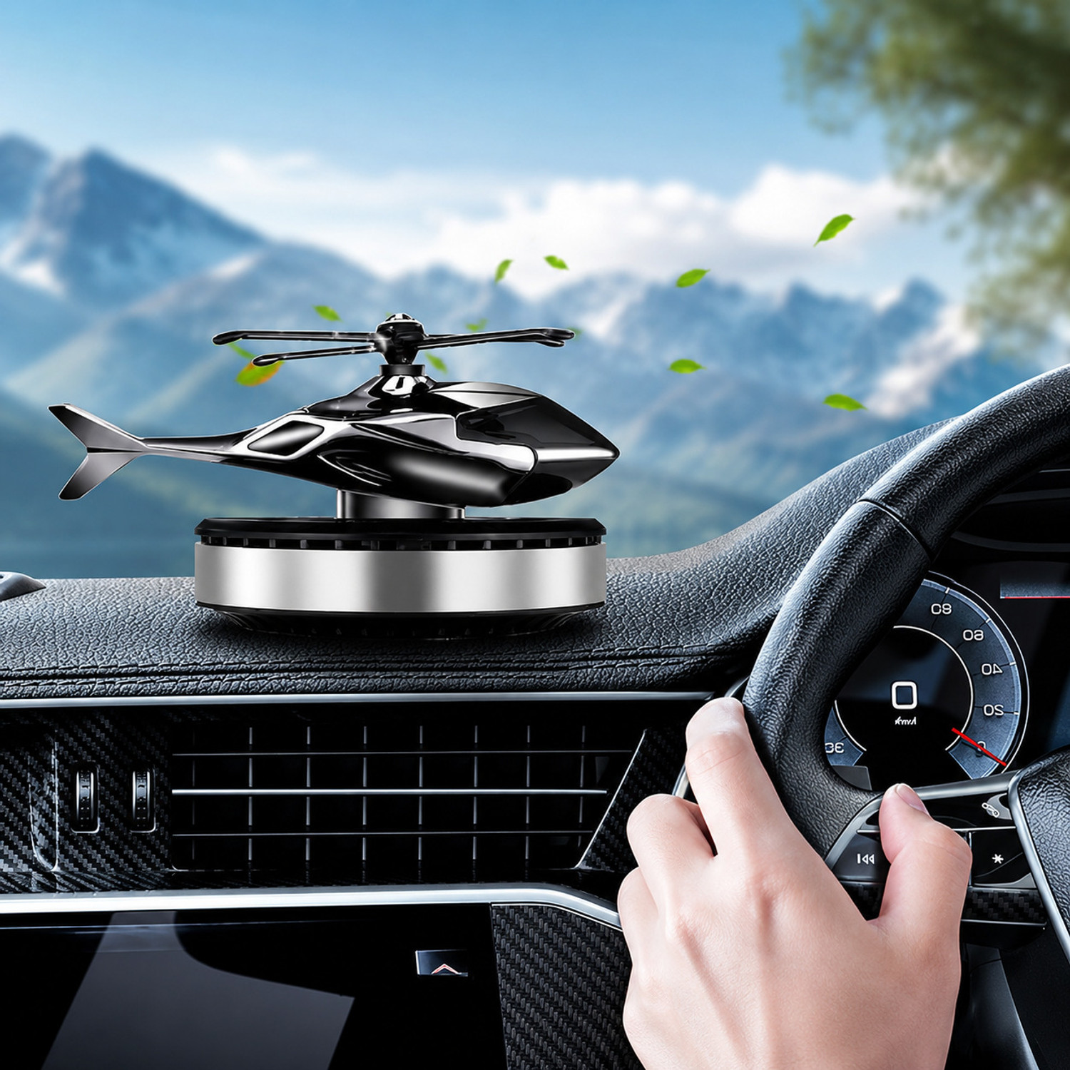Image of SHOPSERO Aroma Car Freshener Diffuser Solar Helicopter Car Air Freshener Diffuser