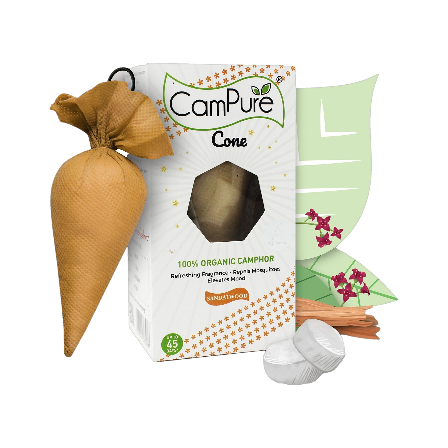 CamPure Cone Air Freshener - Sandalwood - Pack of 1 Diffuser Set Cone Air Freshener - Sandalwood - Pack of 1