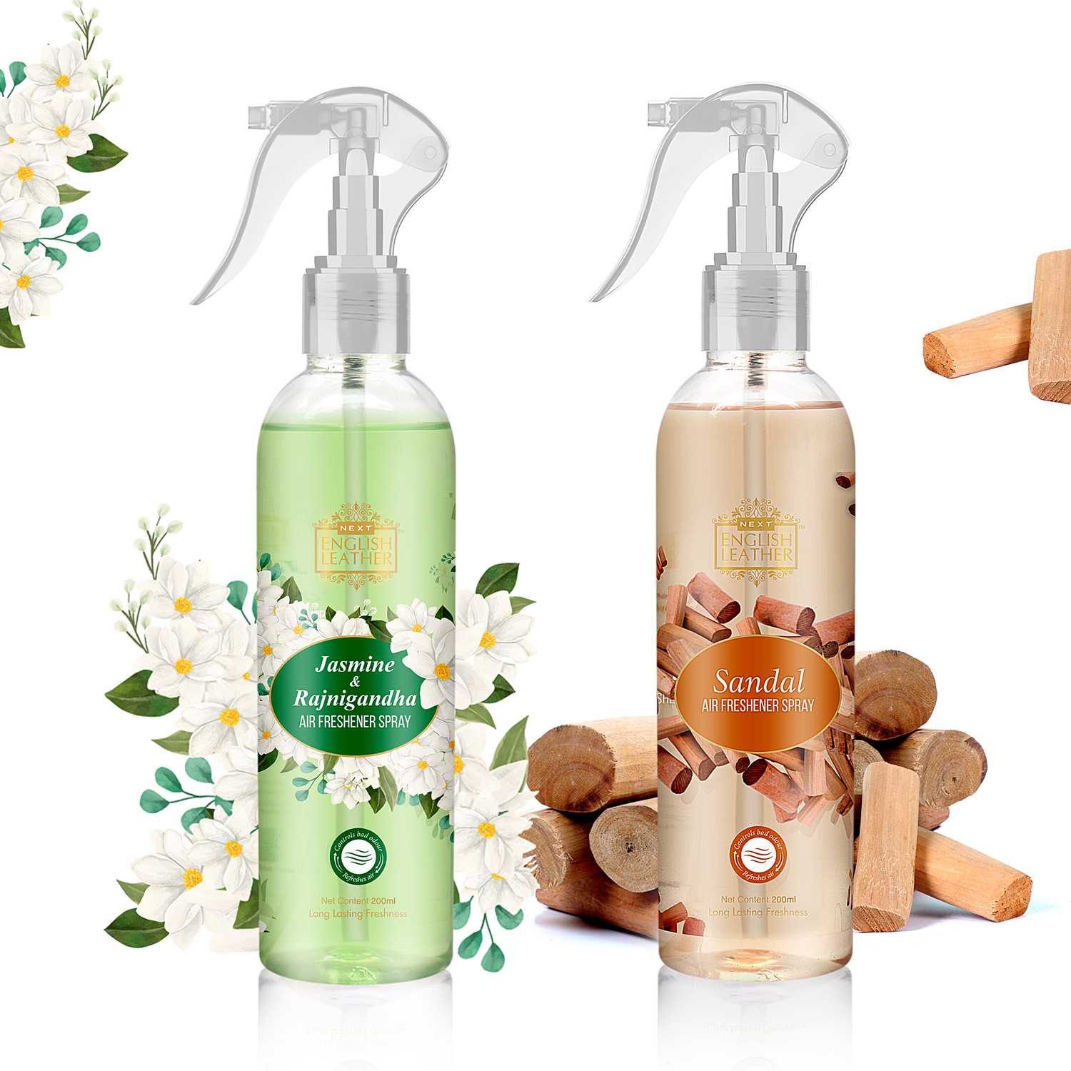 Image of NEXT Sandal and Jasmine & Rajanigandha, Nature's Air Freshener Car Freshener Spray Jasmine and Sandal Air Freshener