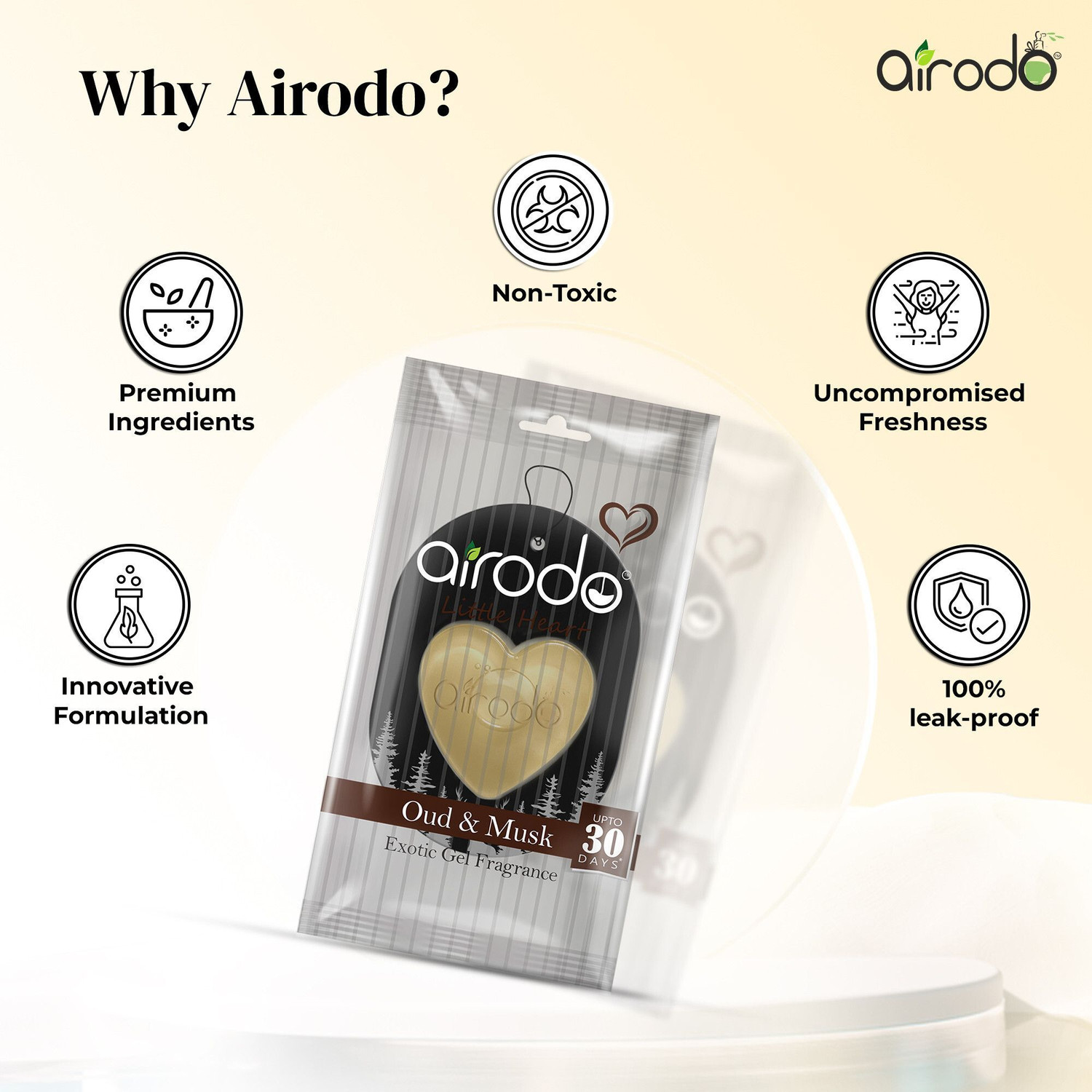 Image of AIRODO Oud&Musk Blocks Little Heart Hanging Air Freshener|Lasts 30 Days|Bathroom Office Home