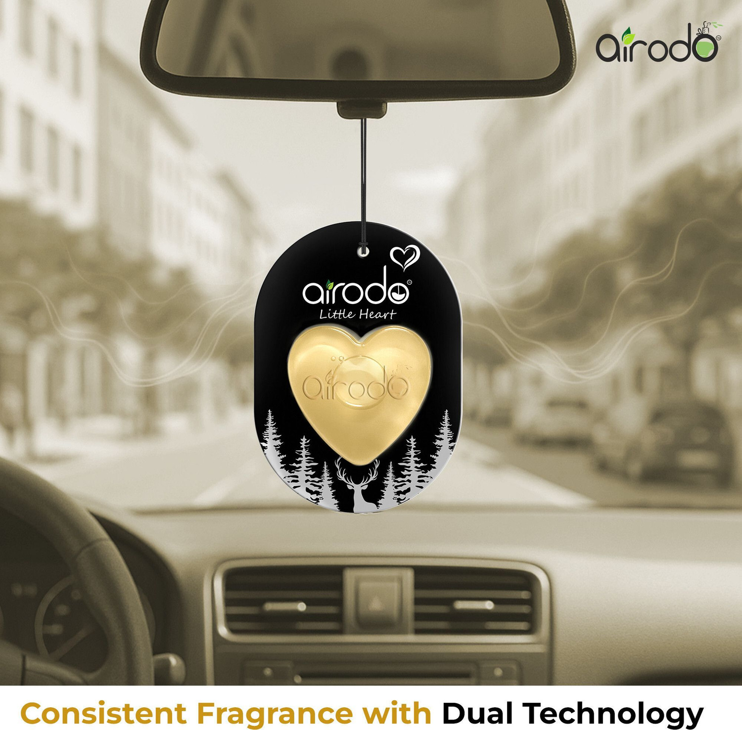 Image of AIRODO Oud&Musk Blocks Little Heart Hanging Air Freshener|Lasts 30 Days|Bathroom Office Home