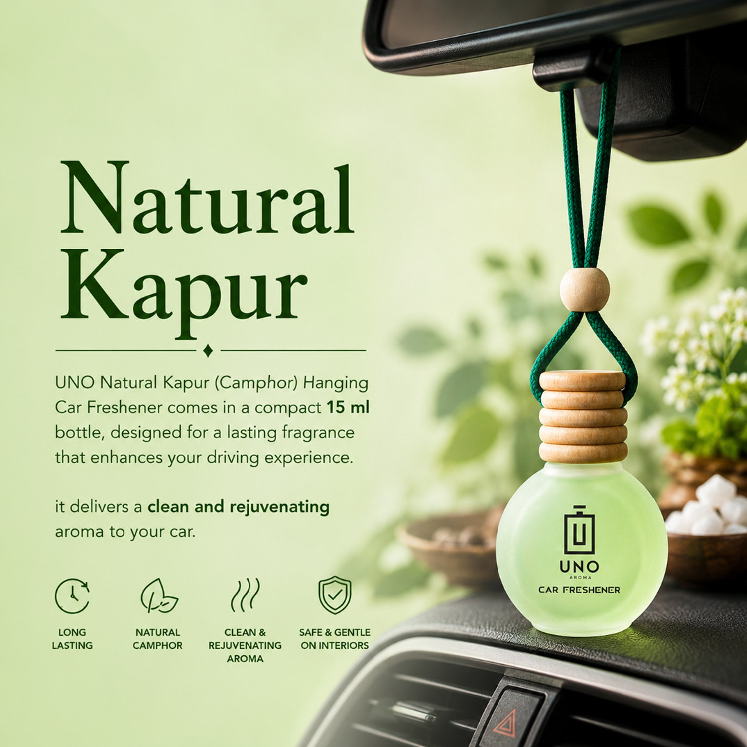 Image of UNO AROMA Kapoor Car Freshener Diffuser UNO Natural Kapoor