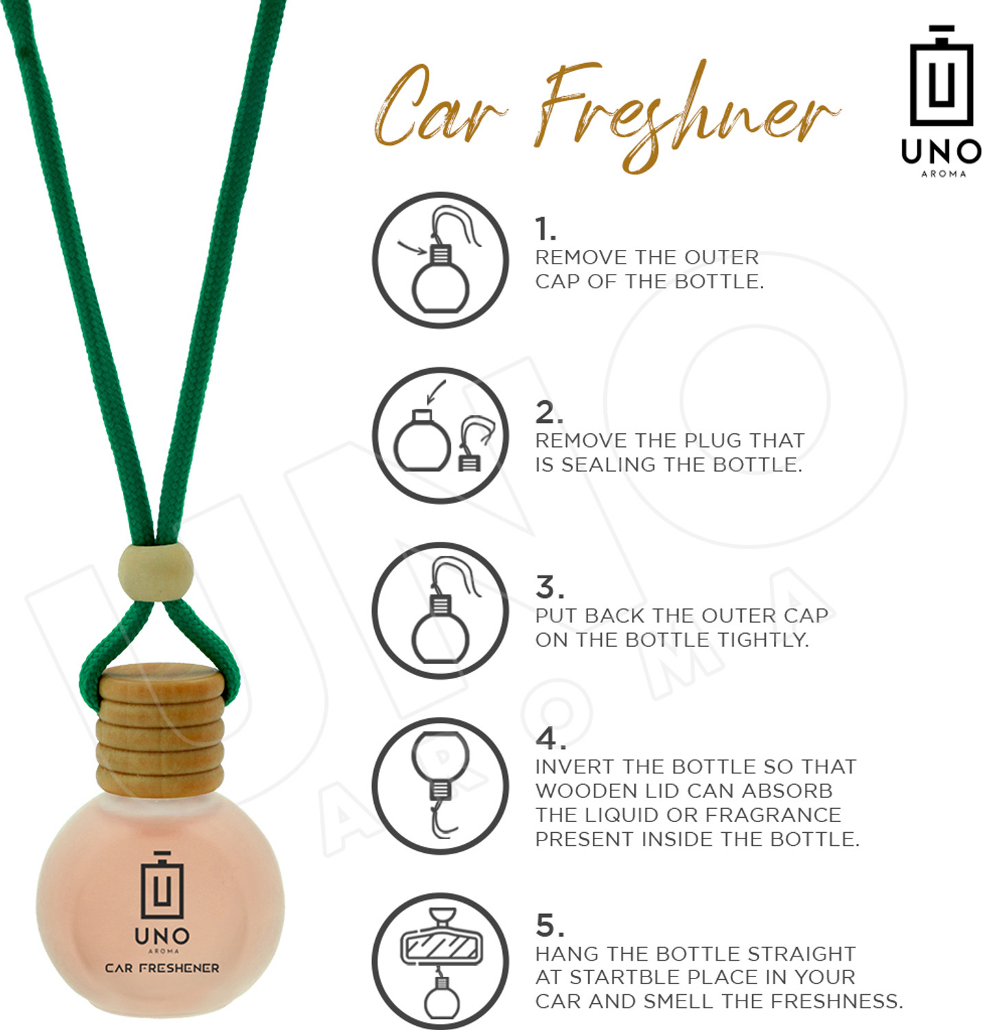Image of UNO AROMA Real Vannila Fragnance Car Freshener Diffuser Car Freshener Hanging /Car Perfumes Accessories Long Lasting Good Smell Fragrance