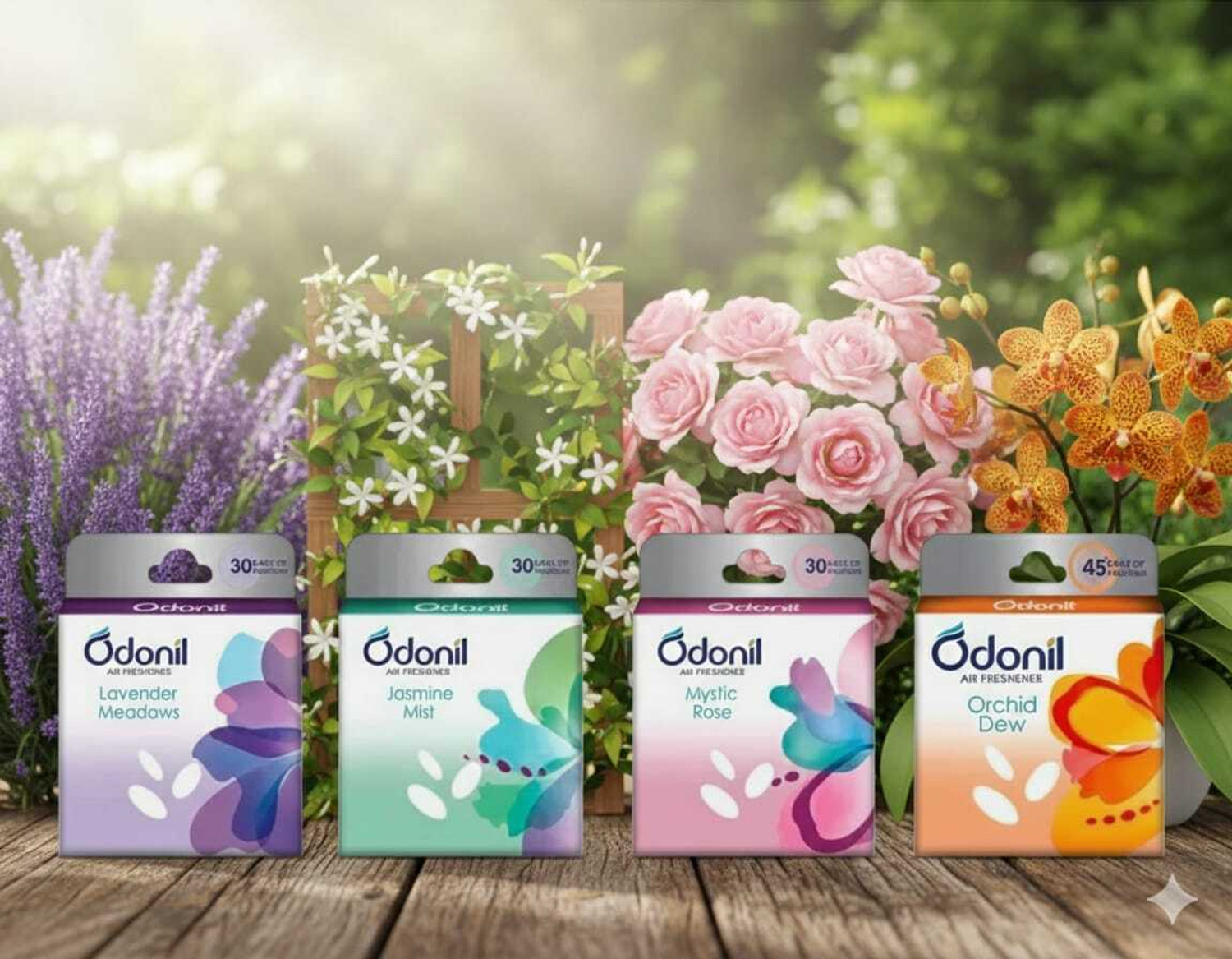 Image of Odonil LEVENDER, JESMINE, MYSTIC ROSE , ORCHID DEW, Mixed Fragrance Blocks mystic rose
