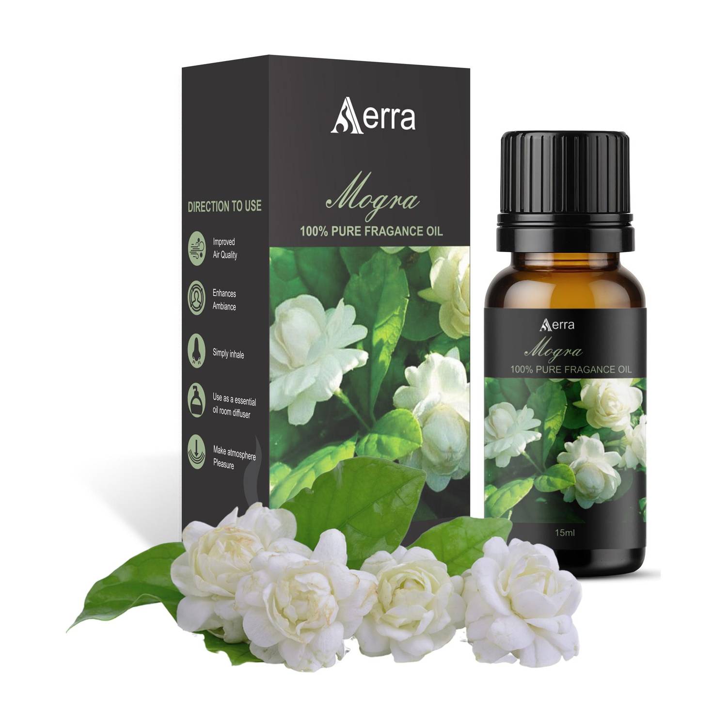 Aerra Mogra Aroma Oil Pure Mogra Fragrance Oil 15ml – Natural, Long-Lasting for Puja, Diffusers, Home