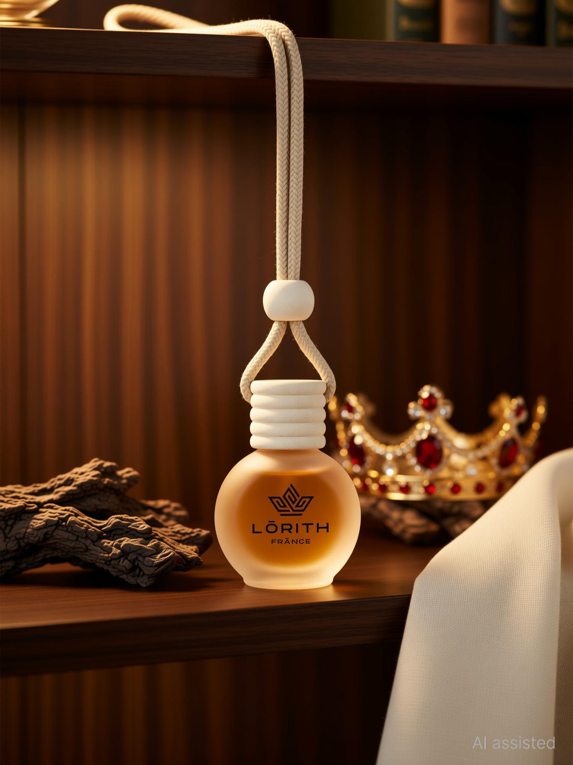 Image of Lorith France Arabic Oud Car Freshener Diffuser Car Perfume Combo Best Pack of 1 Premium Hanging Car Air Freshener (Arabic Oud) (15ML) Long Lasting Natural Essential Oil Glass Bottle Car Accessories