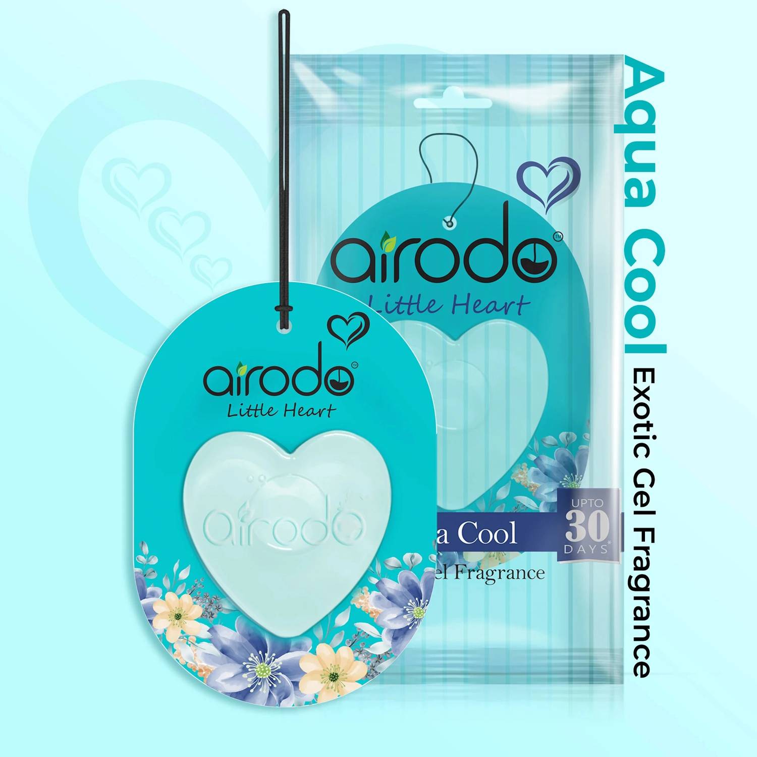 AIRODO Aqua Cool Car Freshener Diffuser Little Heart Car Hanging Air Freshener | Lasts 30 Days | Car Accessories