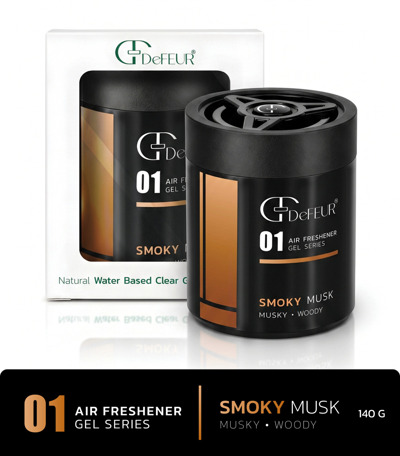 Image of DeFEUR Smoky Musk Car Perfume Gel, 120g Organic Car Freshener, Refreshing Musk Scent Car Freshener Diffuser Car Freshener Gel