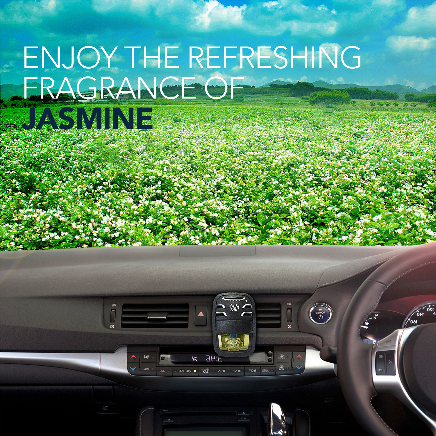 Image of Ambipur Exotic Jasmine Car Freshener Starter Kit Car Freshener Diffuser Exotic Jasmine Car Freshener Starter Kit (7.5 ml)