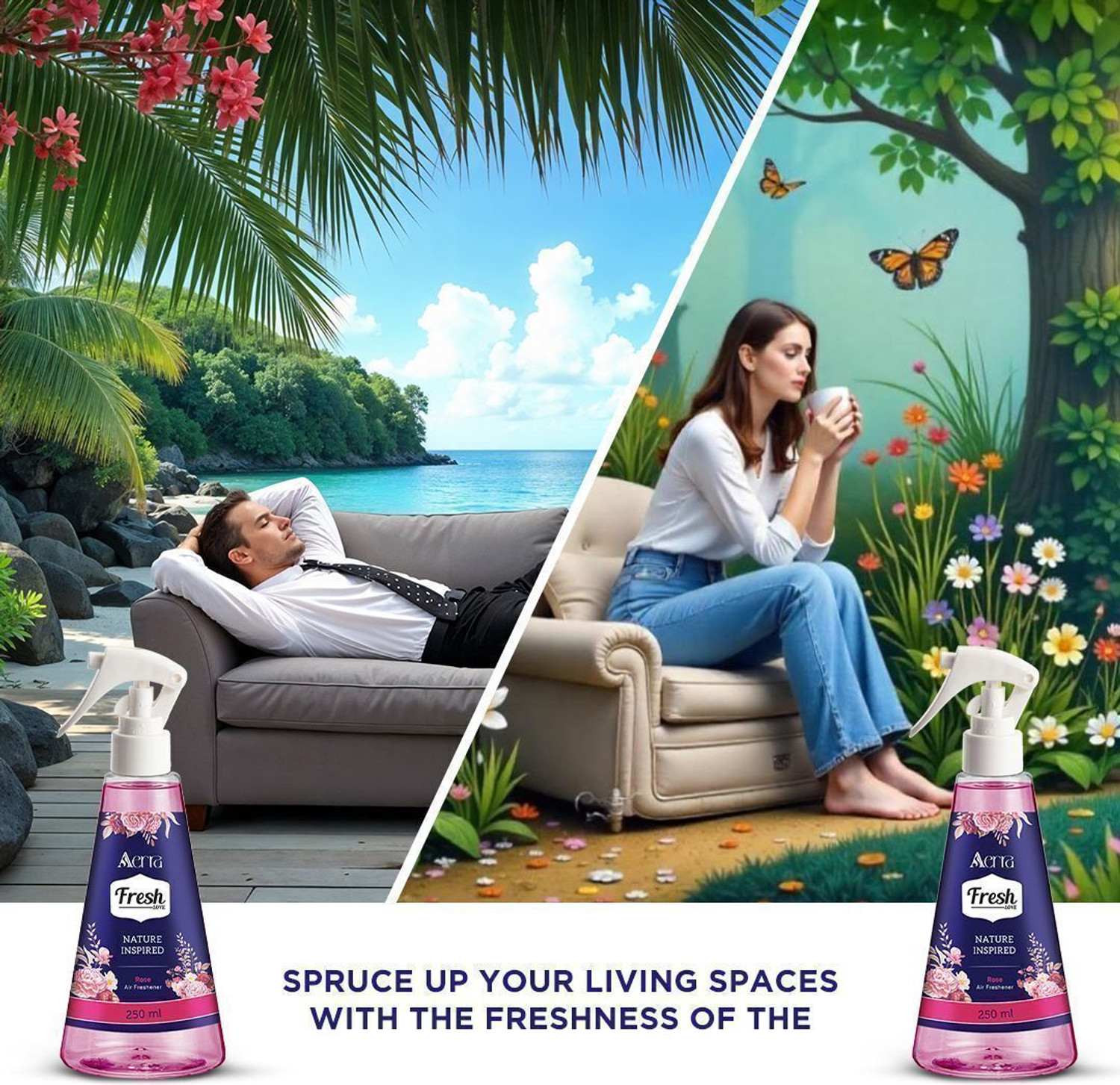 Image of Aerra Rose Spray Air Freshener - Long-Lasting Rose Fragrance & Odor Eliminator for Home, Car, Bathroom - Non-Toxic, Eco-Friendly