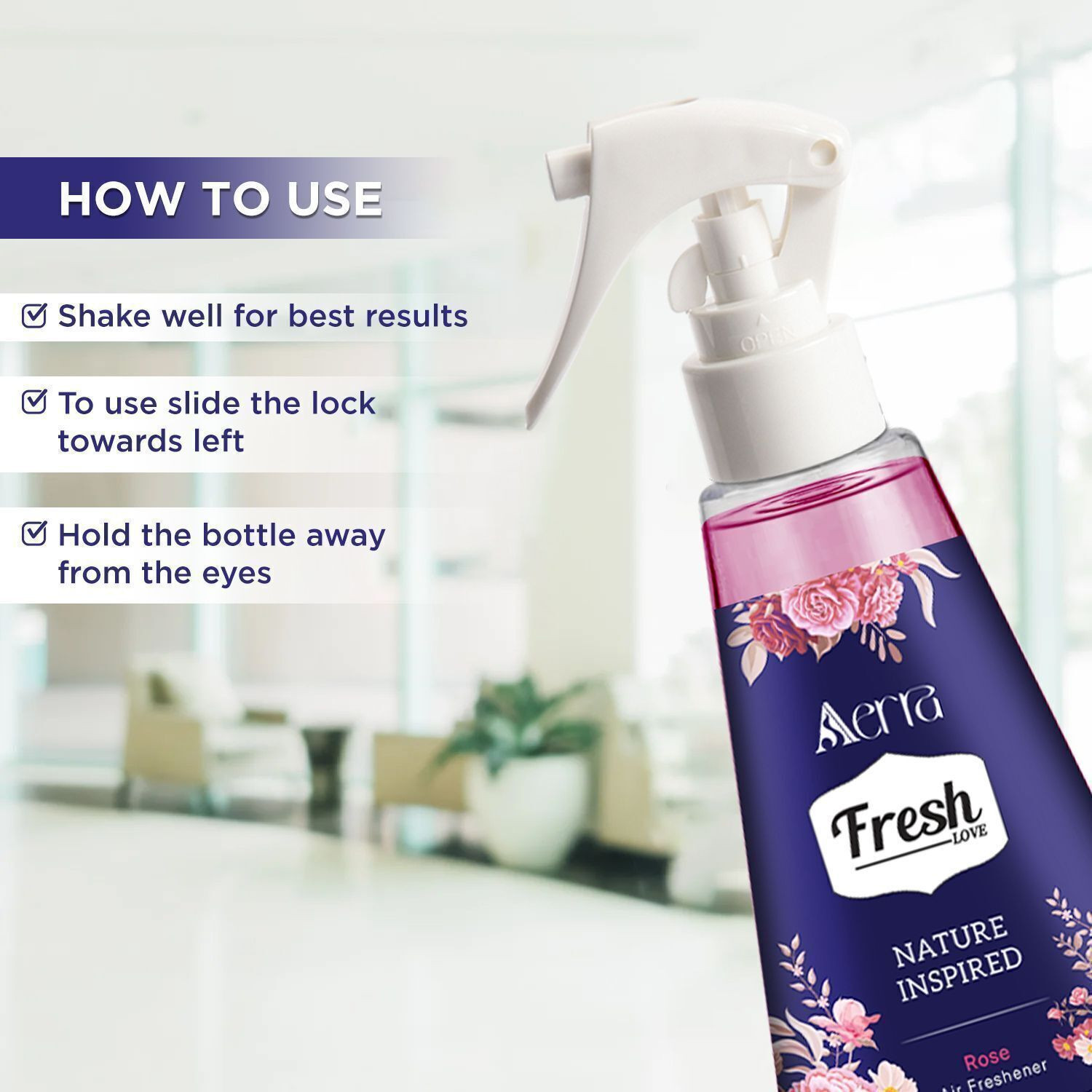 Image of Aerra Rose Spray Air Freshener - Long-Lasting Rose Fragrance & Odor Eliminator for Home, Car, Bathroom - Non-Toxic, Eco-Friendly