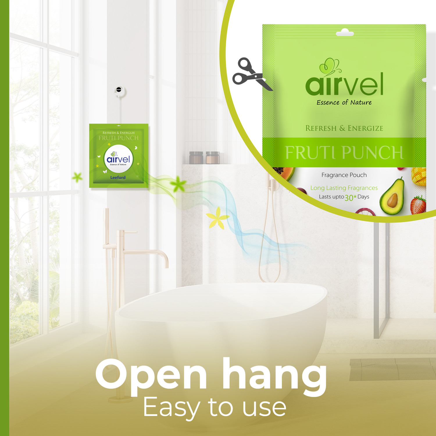 Image of Airvel Fruti Punch Car Freshener Blocks Fruity Fragrance Pouch 30 Day Freshness Easy Hang Hook