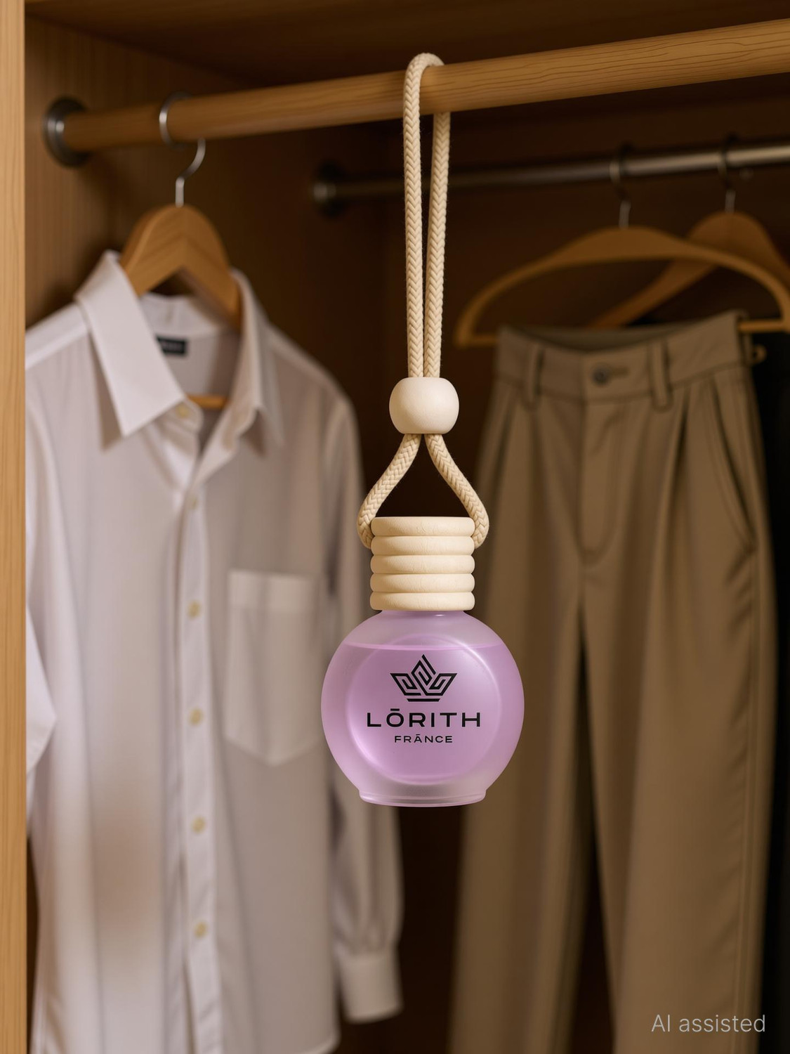Image of Lorith France Lavender Car Freshener Diffuser Car Perfume Combo Best Pack of 1 Premium Hanging Car Air Freshener (Lavender) (15ML) Long Lasting Natural Essential Oil Glass Bottle Car Accessories