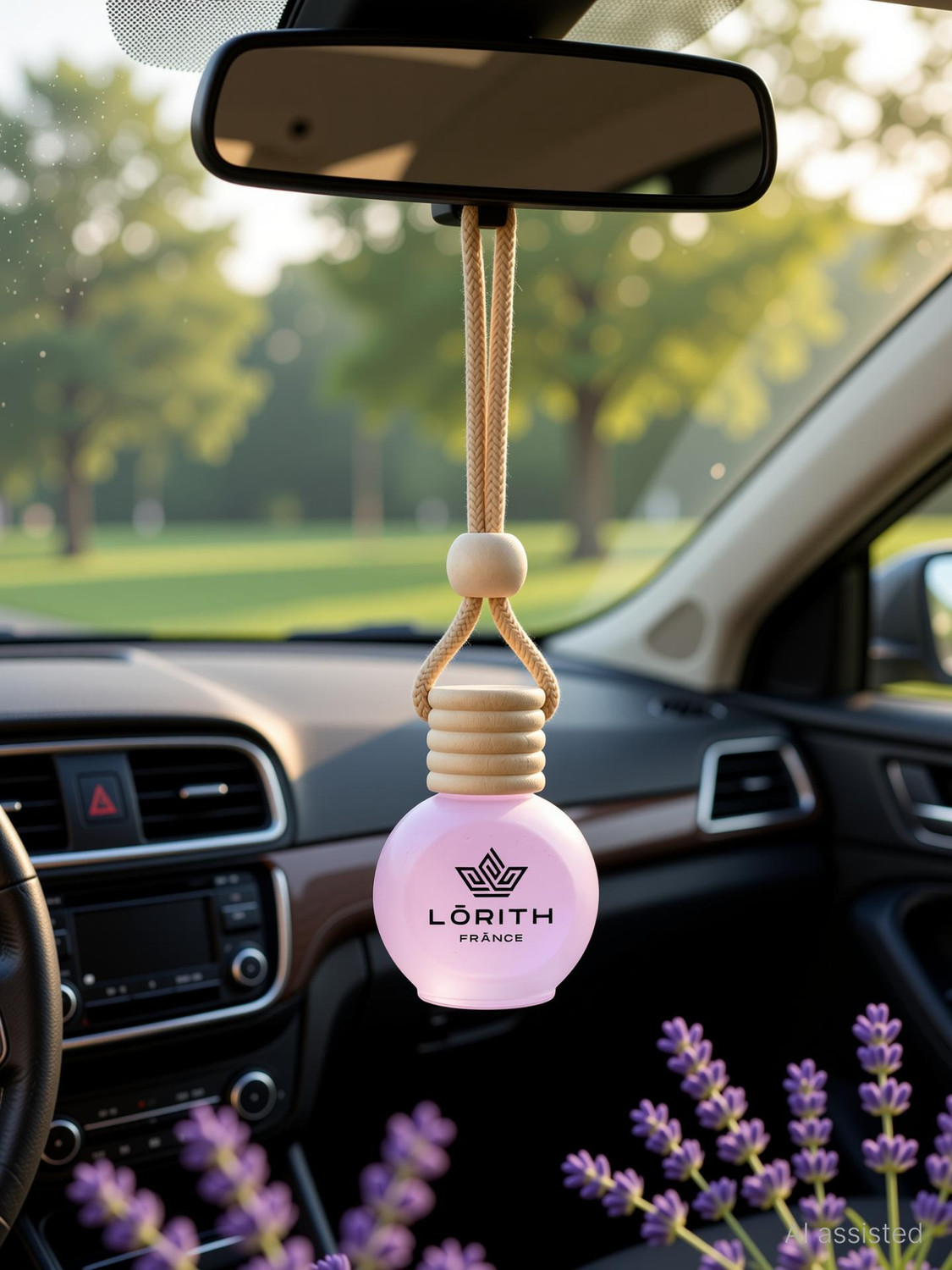Image of Lorith France Lavender Car Freshener Diffuser Car Perfume Combo Best Pack of 1 Premium Hanging Car Air Freshener (Lavender) (15ML) Long Lasting Natural Essential Oil Glass Bottle Car Accessories