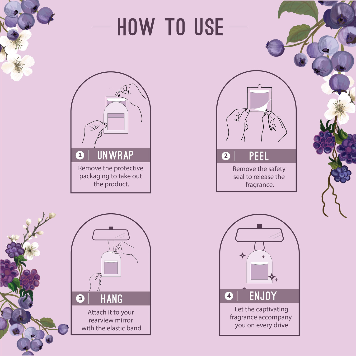 Image of Aromahpure Berry Car Freshener Diffuser Gel Wink Hanging Perfume|Pack of 3| Long-Lasting Up to 30 Days