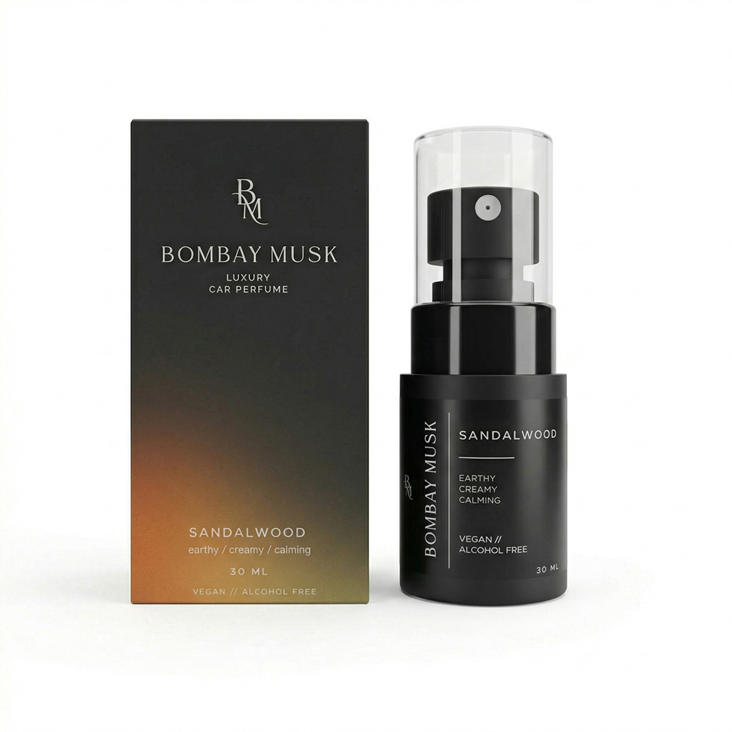 Image of Bombay Musk Sabdalwood, Woody, Fresh Car Freshener Spray Sandalwood, Car, Freshener, Sprays, 200+ Luxury Non-alcoholic Plant based Perfume