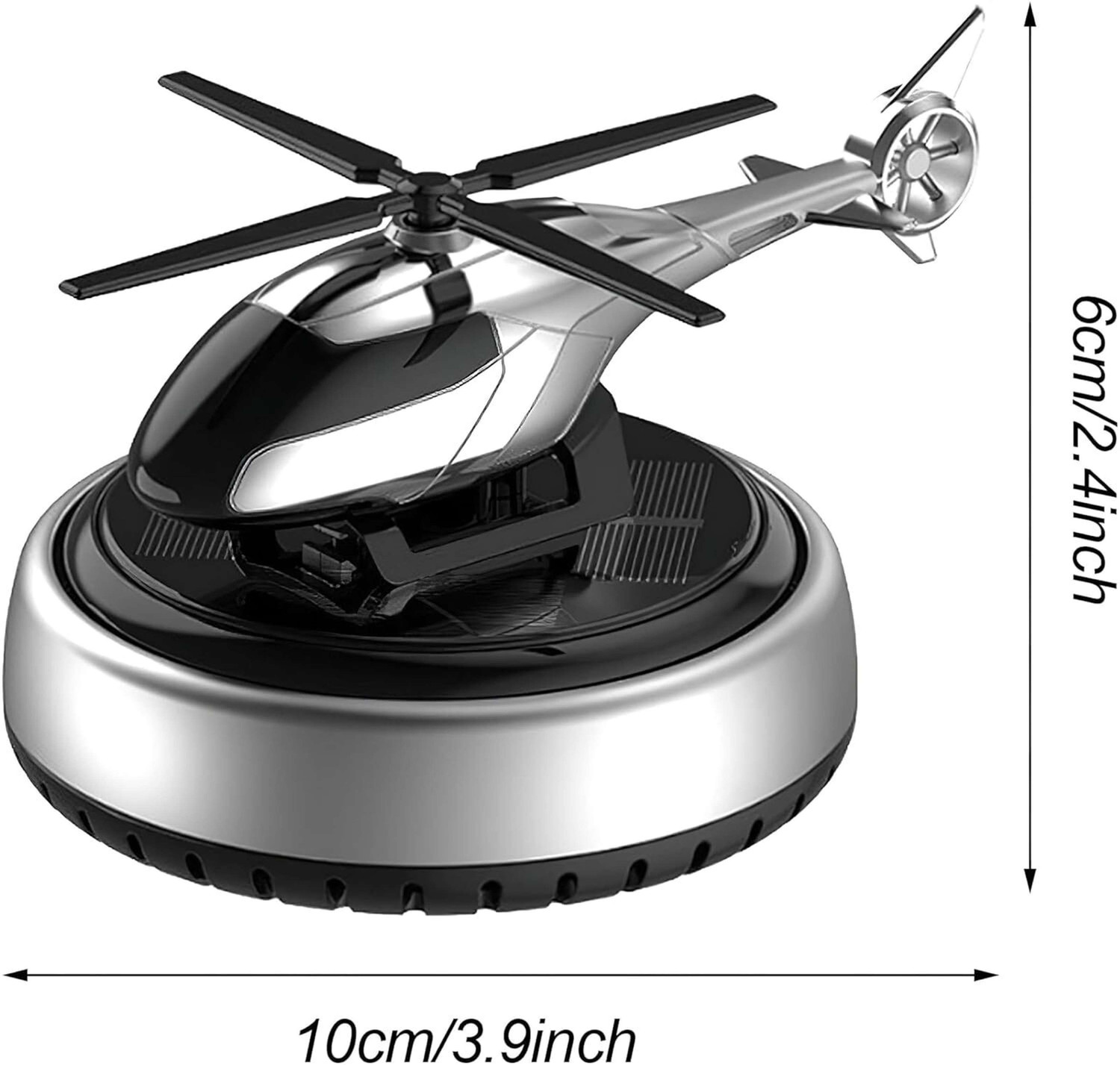 Image of SHOPSERO Solar Powered Rotating Helicopter Silver Black Car Air Freshener Car Freshener Diffuser Car Dashboard Aroma Diffuser Accessories Car Perfume