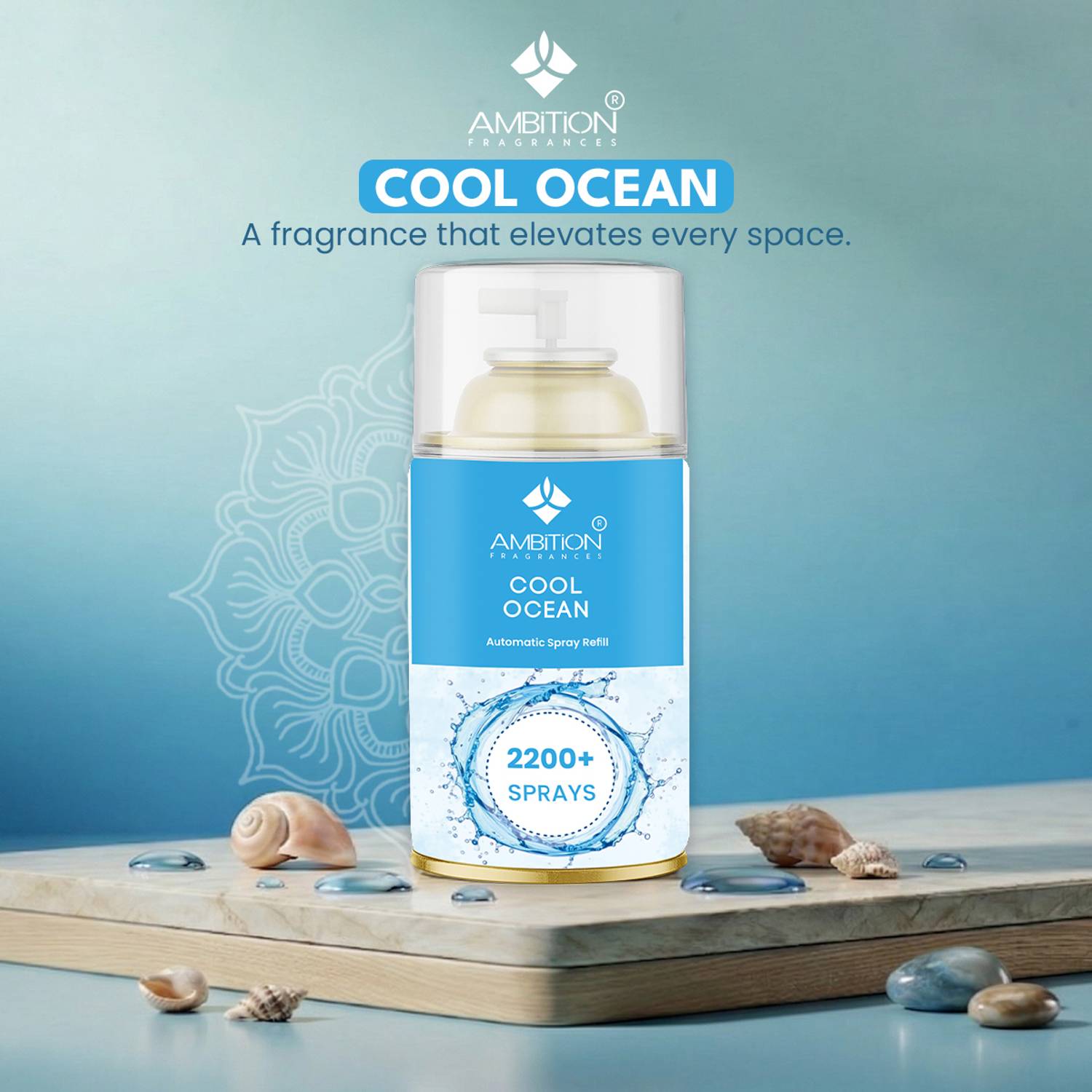 ambition Top Notes: Fresh aquatic, Base notes:- Musk ,Driftwood, Middle Notes: soft florals Automatic Spray 225 ml air freshener refill liquid bottle