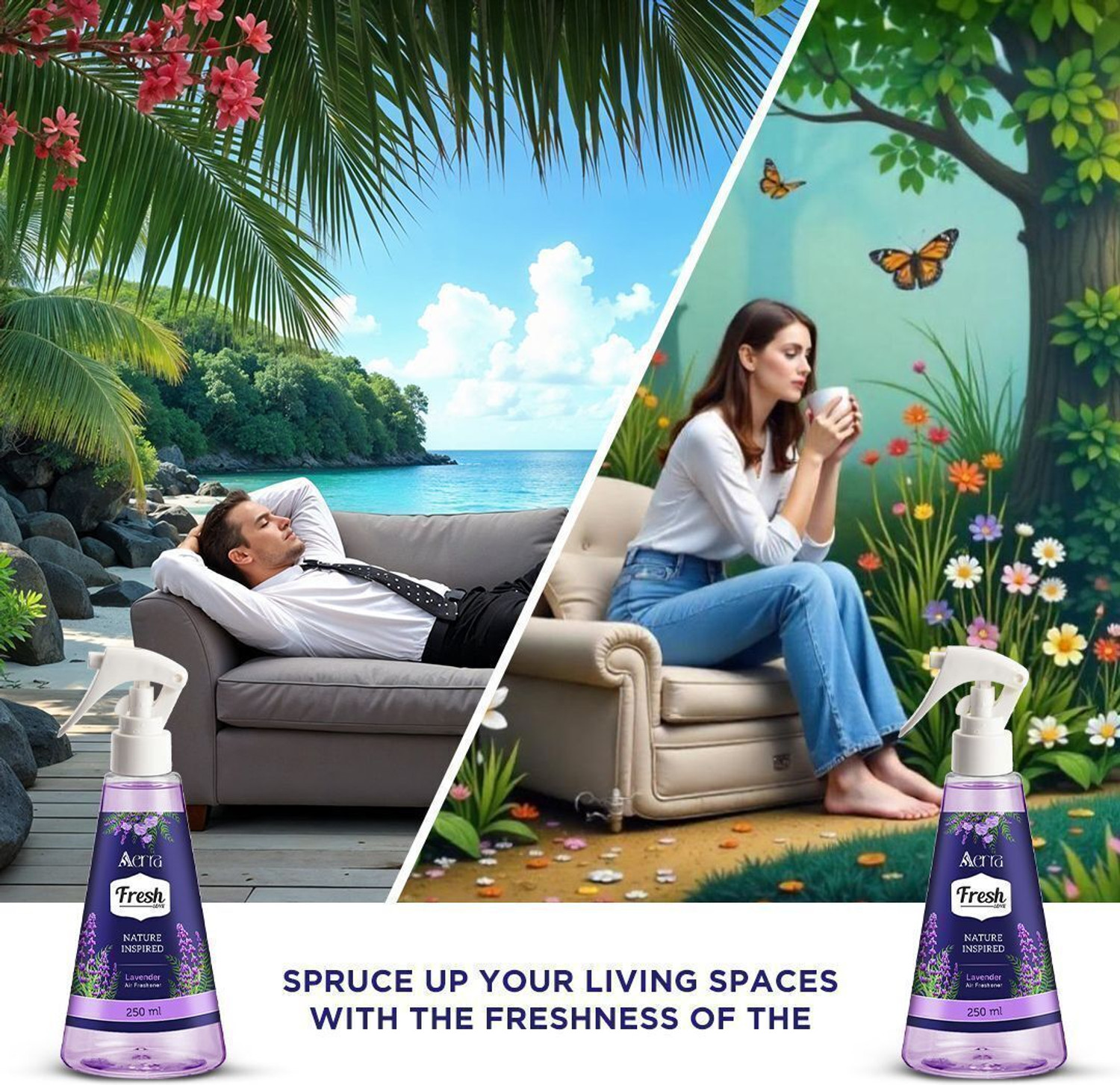Image of Aerra Lavender Spray Air Freshener - Long-Lasting 12H Odor Eliminator for Home, Car & Kitchen - Eco-Friendly, Non-Toxic | 3000+ Sprays