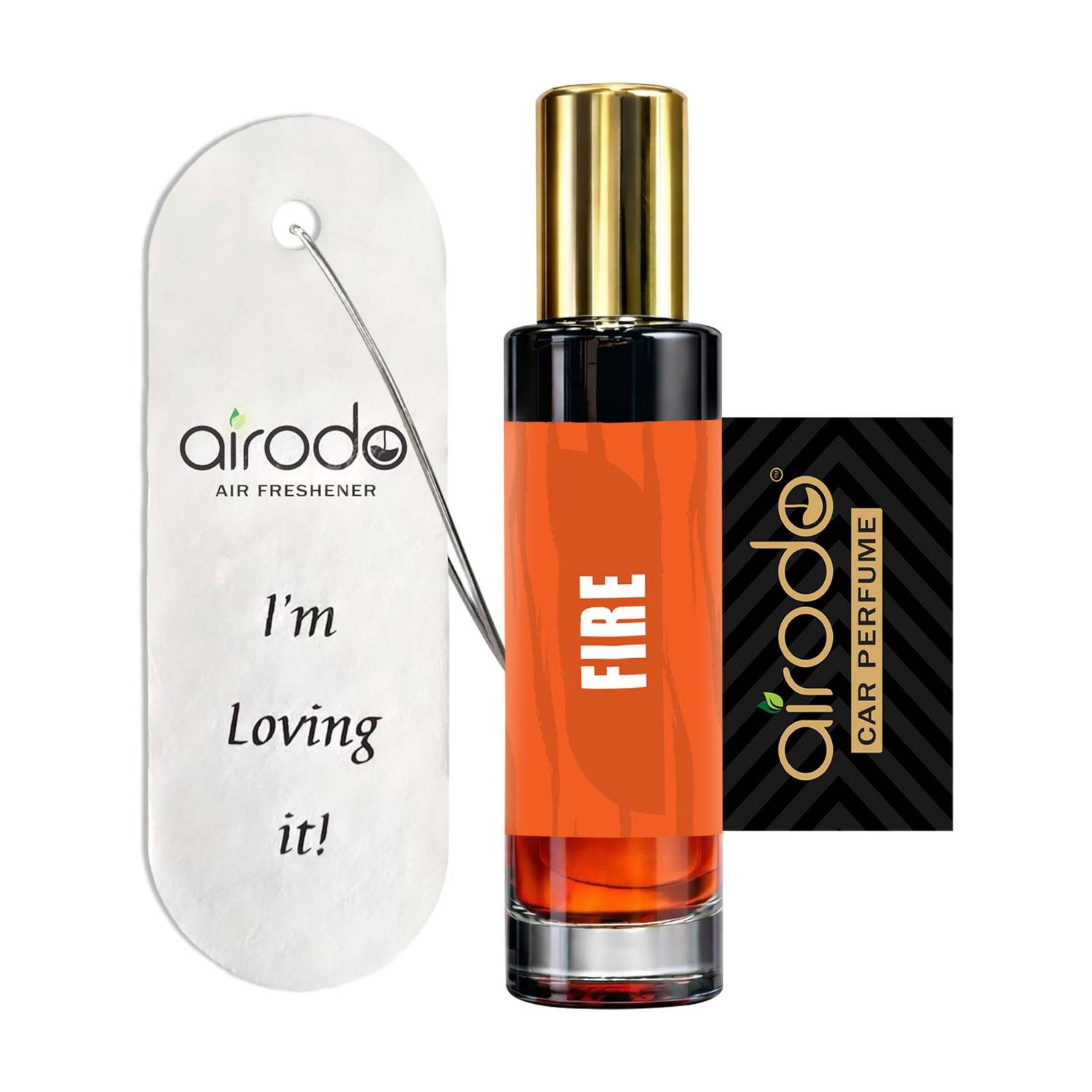 AIRODO Fire Car Air Freshener Spray with Hanging Card | Long-Lasting Car Perfume| Car Freshener Spray 200+ Sprays | Luxury Fragrance for Car Interior | Travel-Friendly | Pack of 1