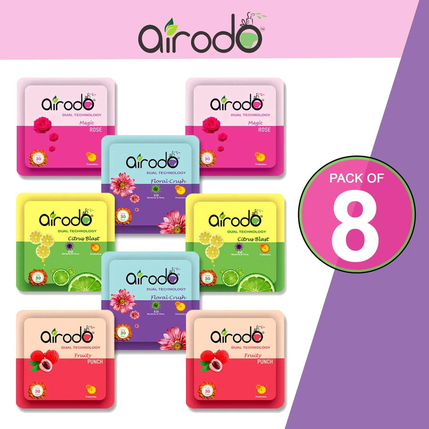 AIRODO Power Pocket Gel Air Freshener Assorted Mix Scents, Rose