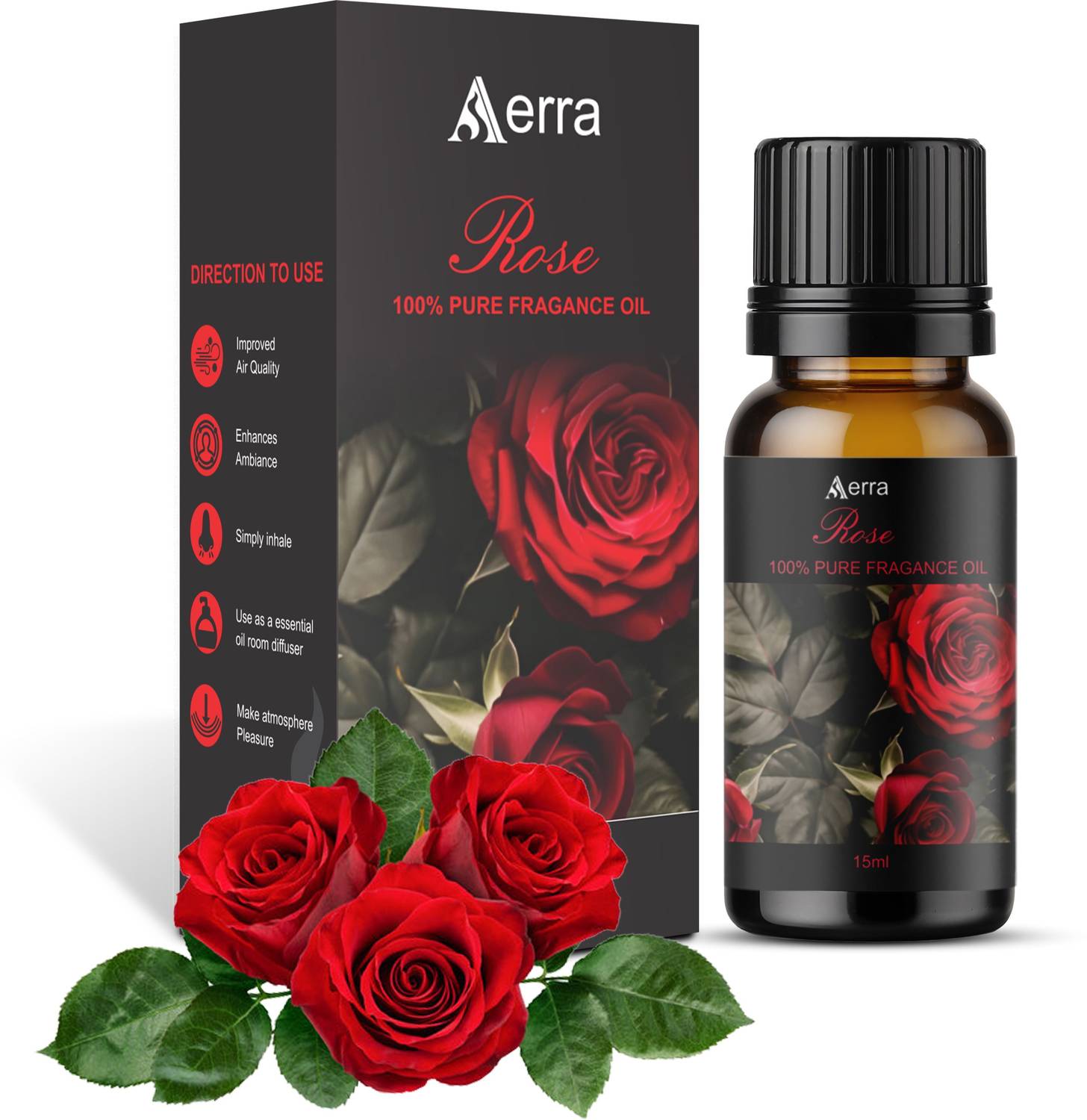 Aerra Rose Aroma Oil Pure Rose Fragrance Oil 15ml Natural, Long