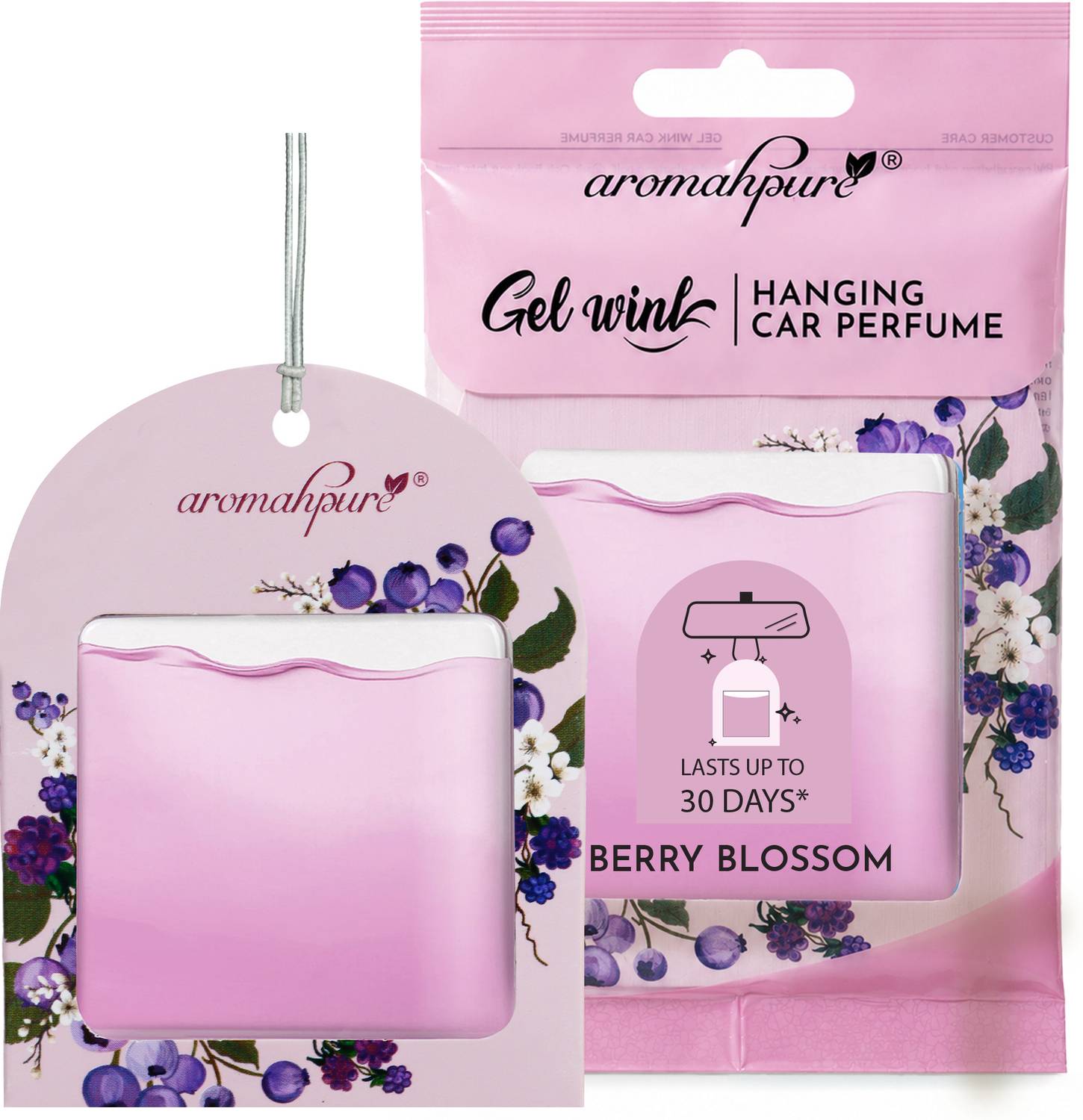 Aromahpure Berry Car Freshener Diffuser Gel Wink Hanging Perfume|Pack of 1| Long-Lasting Up to 30 Days