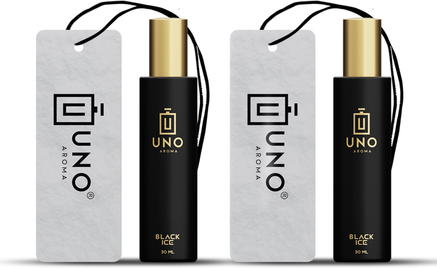 Image of UNO AROMA Black Ice Fragrance Car Freshener Spray Black Crystal luxury car Perfume with Car with Hanging card, 200+ spray