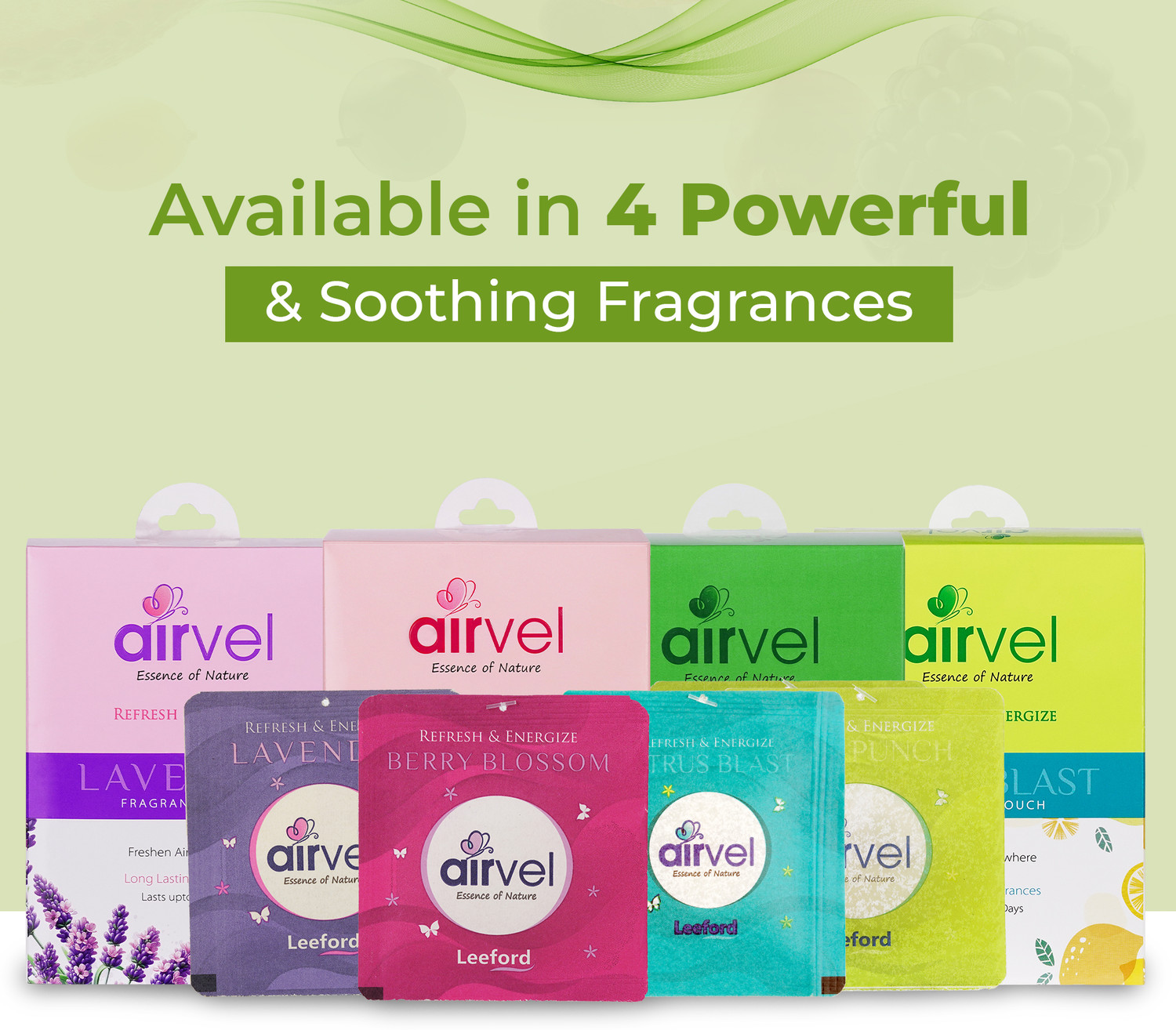 Image of Airvel Fruti Punch Car Freshener Blocks Fruity Fragrance Pouch 30 Day Freshness Easy Hang Hook