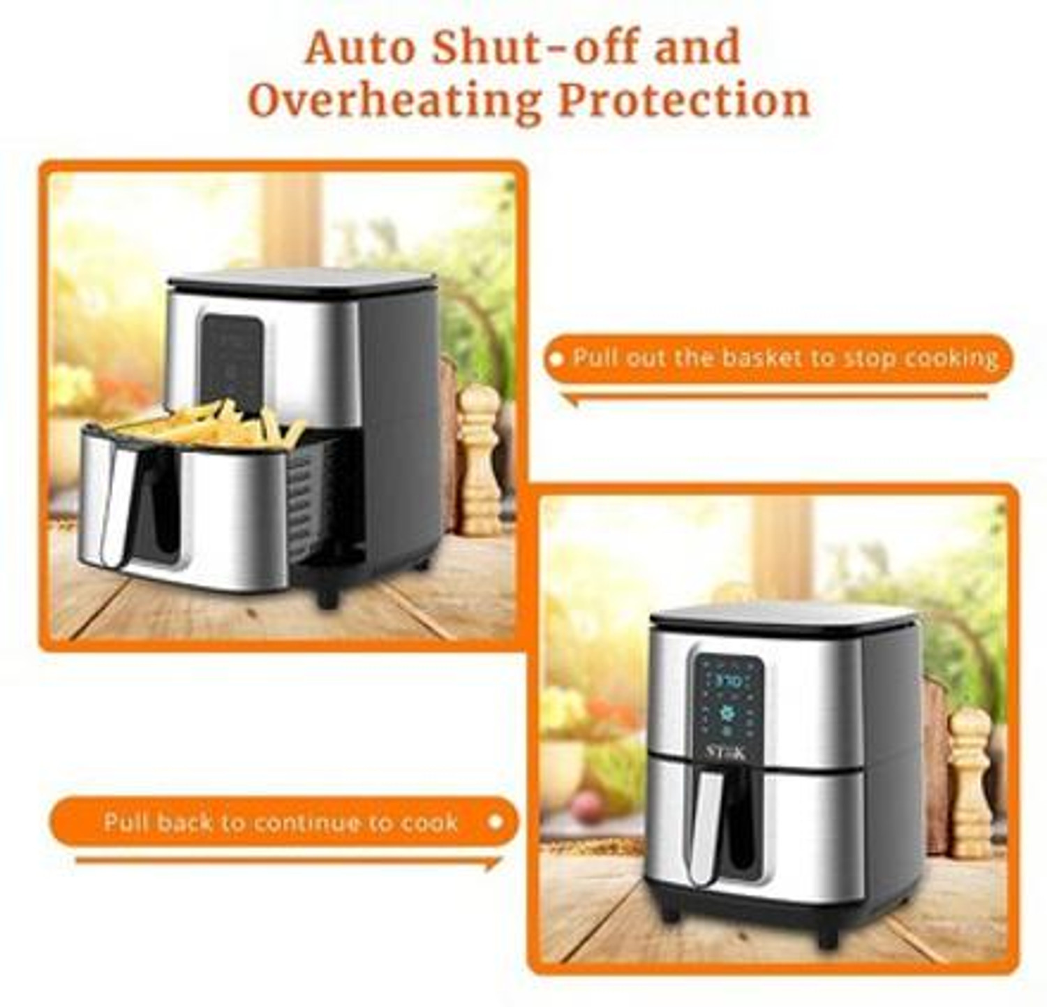 Image of Stok Air Fryer Max LED Digital Touchscreen with 8 Presets,6.5 Liter 1800-Watt Electric Hot Air Fryers Oven & Oil-Less Cooker for Roasting,(29 Recipes in one Book and Metal Grill Free in Box Package) Air Fryer