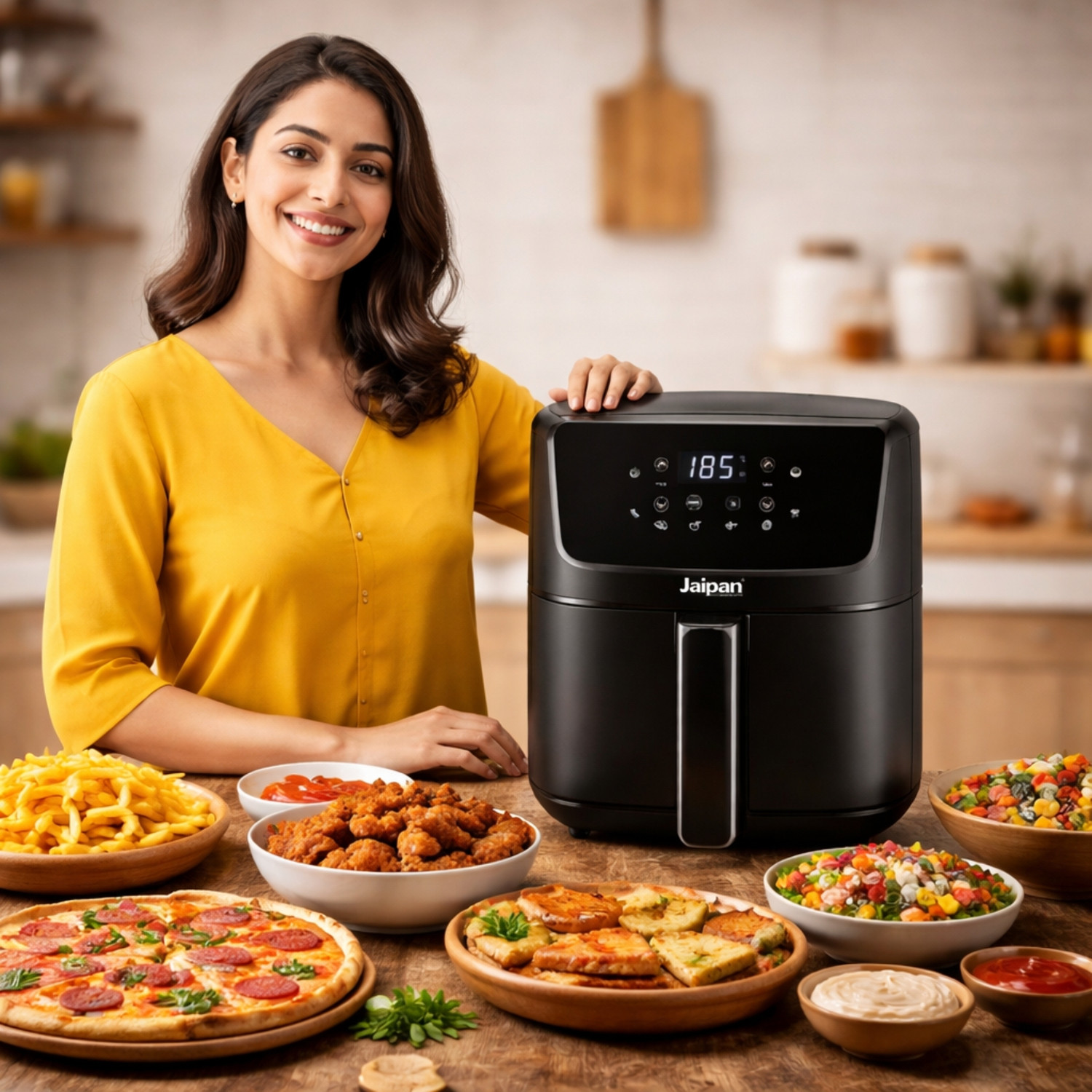 Image of Jaipan DIGITAL AIR FRYER 5LTR | 1500W | Bake, Grill & Roast | Up to 80% Less Oil Usage Air Fryer