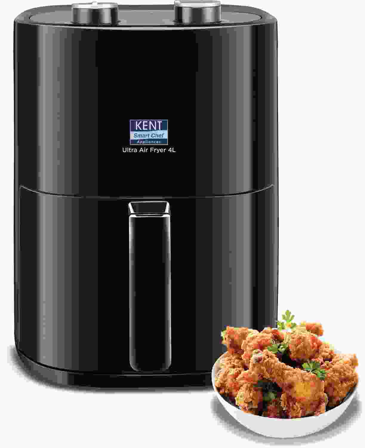 KENT Ultra Air Fryer 4L 1300W | Fry, Bake, Grill & Roast | Up to 80% Less Oil Usage | Rapid Heat Circulation | Adjustable Temperature Control Knob 80 to 200 | Auto Cut-Off Air Fryer