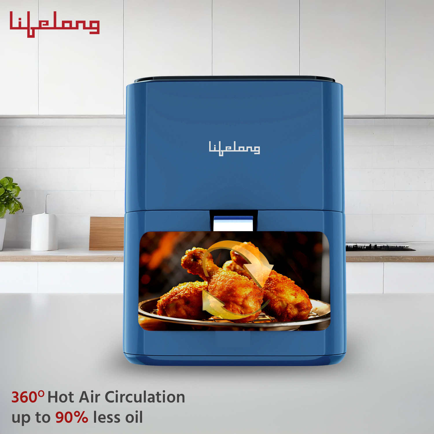 Image of Lifelong LLHFD450 with Digital Touch Panel | 1200 W |Timer Selection & Adjustable Temperature Control | Preset Menu |Uses upto 90% Less Oil |Fry, Grill, Roast, Reheat and Bake Air Fryer