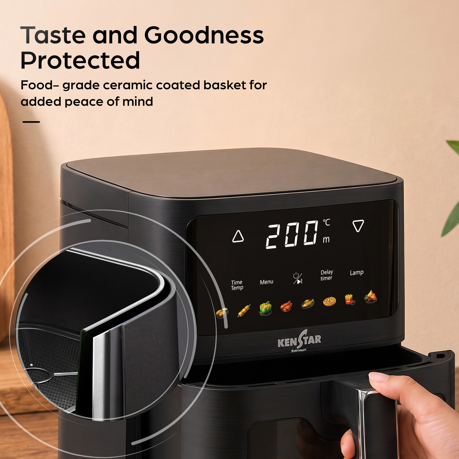 Image of Kenstar Aster Smart 4.5 L with See Through Window Non-Stick Pan 2 Years Warranty Air Fryer