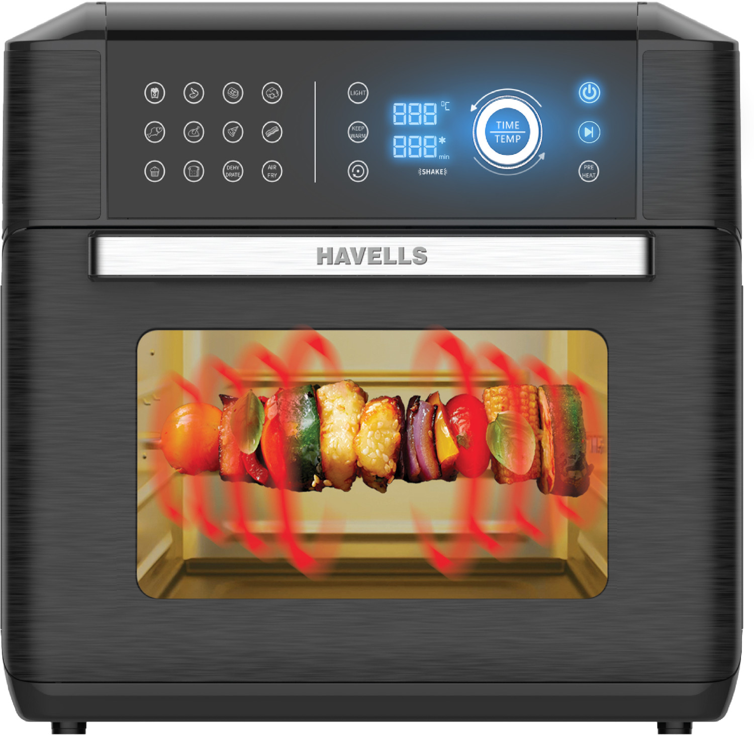 Image of Havells India GHCAFEFK170 Digital Touch Control14 Pre-SetsAerocrisp TechnologyIncludes Skewer Set,Rotisserie Fork,Mesh,Baking Tray Air Fryer