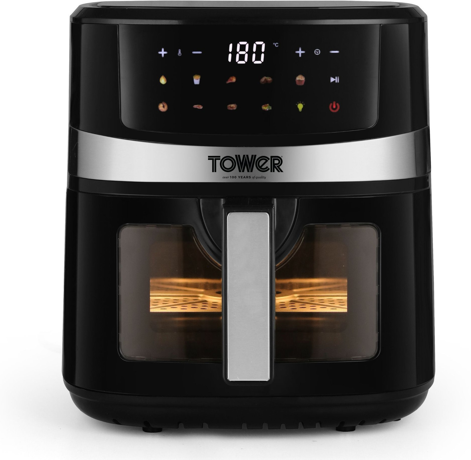 Image of Tower Vortx Digital Vision 6.3L | 1600W | 9 Preset Menus | Bake, Grill & Roast | Digital Touch Display | Rapid Air Circulation Technology | Glass Window with built-in Light | Adjustable Temperature & Timer | Up to 80% Less Oil Usage | Air Fryer