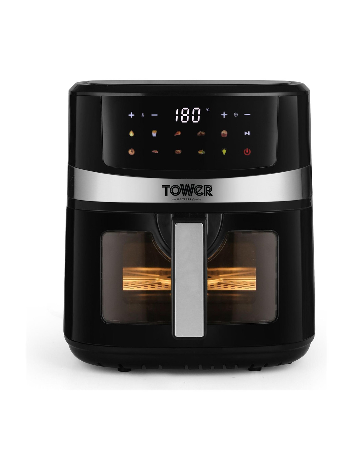 Image of Tower Vortx Digital Vision 6.3L | 1600W | 9 Preset Menus | Bake, Grill & Roast | Digital Touch Display | Rapid Air Circulation Technology | Glass Window with built-in Light | Adjustable Temperature & Timer | Up to 80% Less Oil Usage | Air Fryer