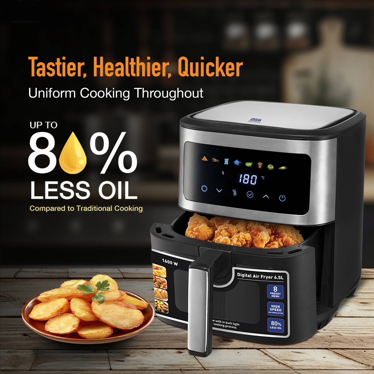 KENT Digital Air Fryer 6.5L Black - Image 4