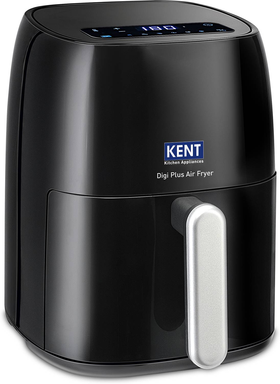 KENT Digi Plus Air Fryer 4L & 1300W | Fry, Grill, Roast & Bake | Digital Display & Touch Control Panel | Rapid Heating | 80% Less Oil Usage | High Temperature & Uniform Heating | Black Air Fryer — Air Fryers