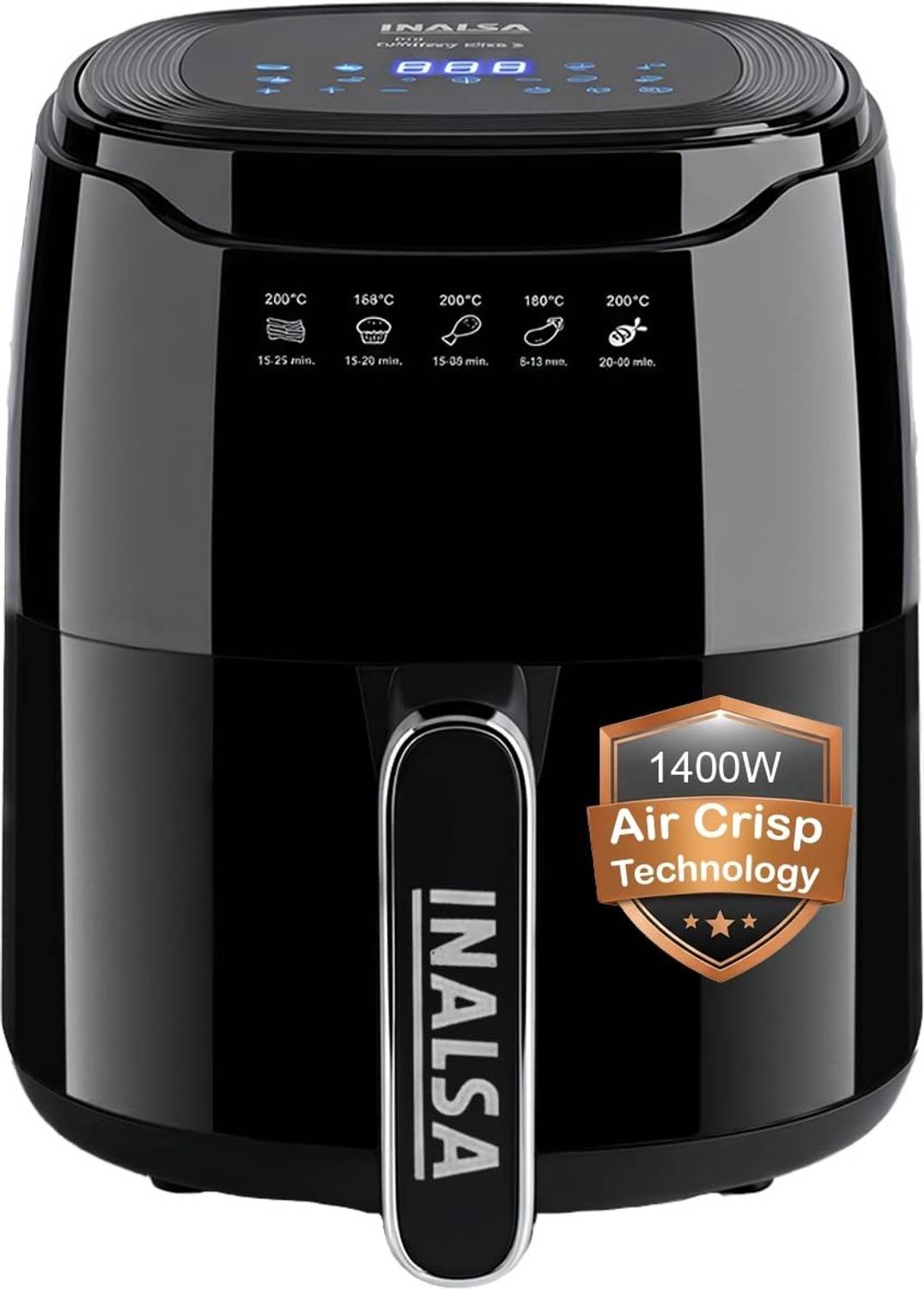 Inalsa Tasty Fry Digital with Smart AirCrisp Technology|Touch Control & Digital Display Air Fryer — Air Fryers